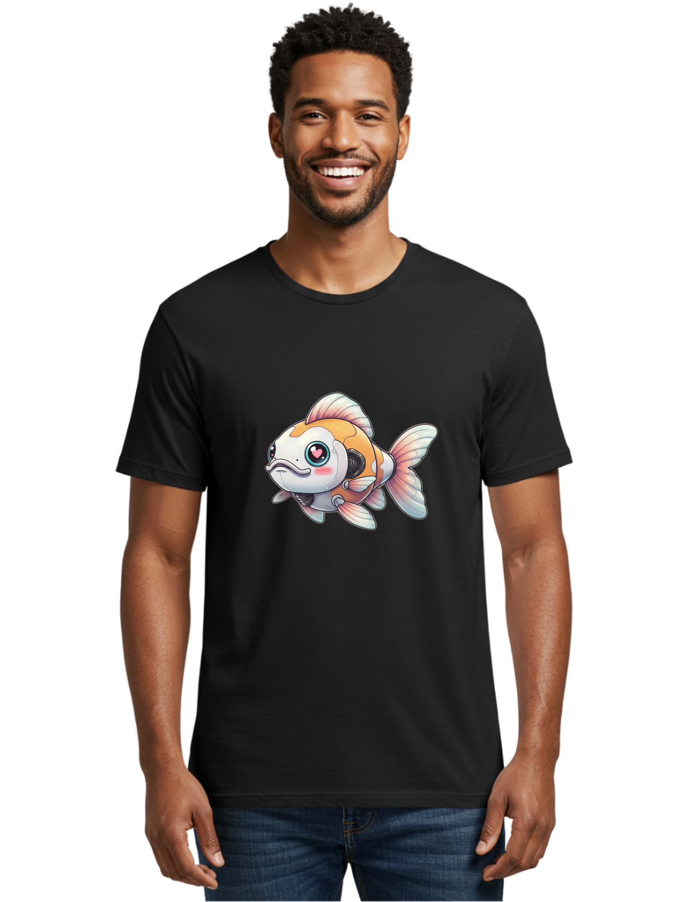Robot-Goldfish-1 Men'S Graphic Tee, 100% Cotton, Comfortable Casual Summer Wear, Machine Washable, Vintage Camera, Old Camera, Antique Camera, Black Camera, Classic Photography, Photography Equipment, Nostalgic Device, Film Camera, Camera Art Bal255