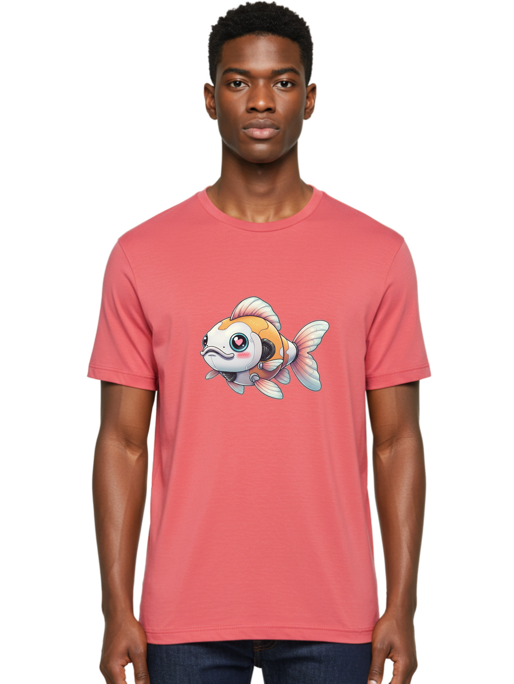Robot-Goldfish-1 Men'S Graphic Tee, 100% Cotton, Comfortable Casual Summer Wear, Machine Washable, Vintage Camera, Old Camera, Antique Camera, Black Camera, Classic Photography, Photography Equipment, Nostalgic Device, Film Camera, Camera Art Bal255