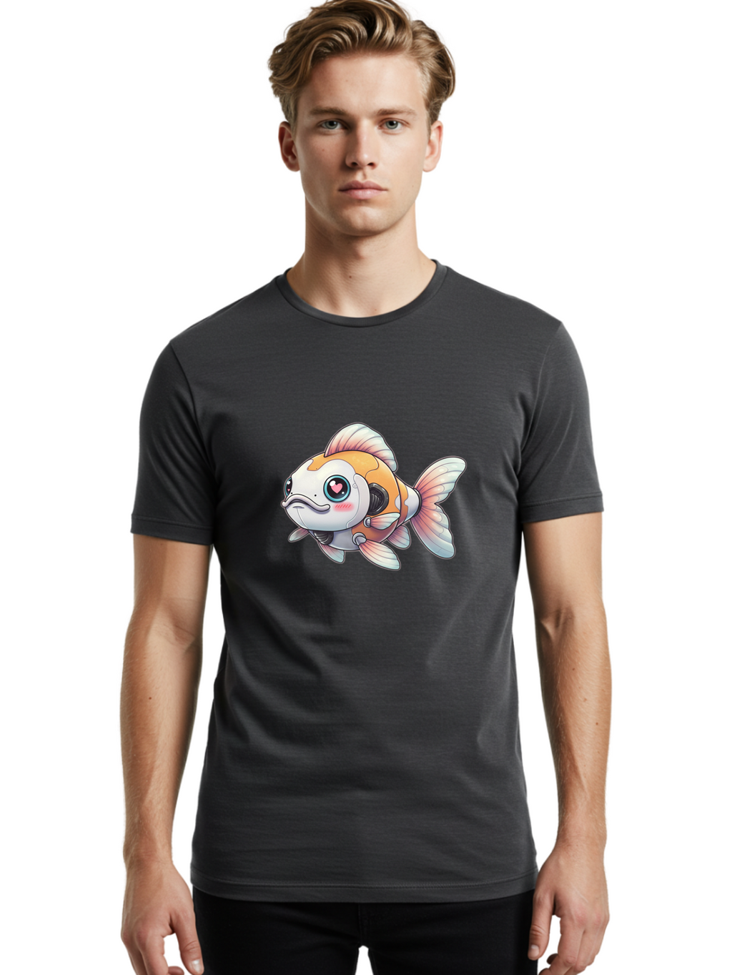 Robot-Goldfish-1 Men'S Graphic Tee, 100% Cotton, Comfortable Casual Summer Wear, Machine Washable, Vintage Camera, Old Camera, Antique Camera, Black Camera, Classic Photography, Photography Equipment, Nostalgic Device, Film Camera, Camera Art Bal255
