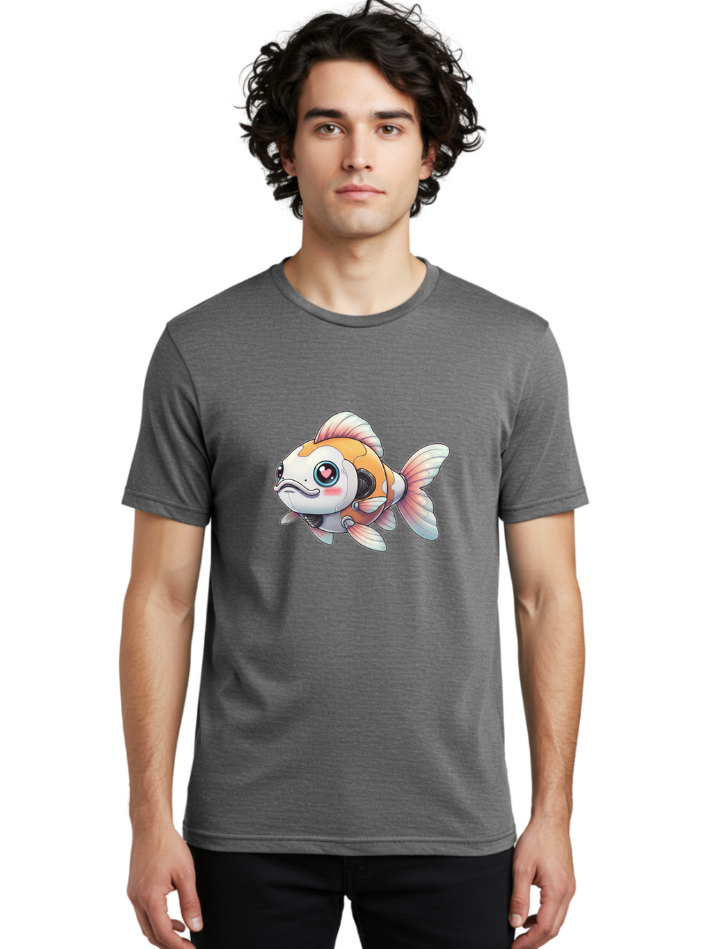 Robot-Goldfish-1 Men'S Graphic Tee, 100% Cotton, Comfortable Casual Summer Wear, Machine Washable, Vintage Camera, Old Camera, Antique Camera, Black Camera, Classic Photography, Photography Equipment, Nostalgic Device, Film Camera, Camera Art Bal255