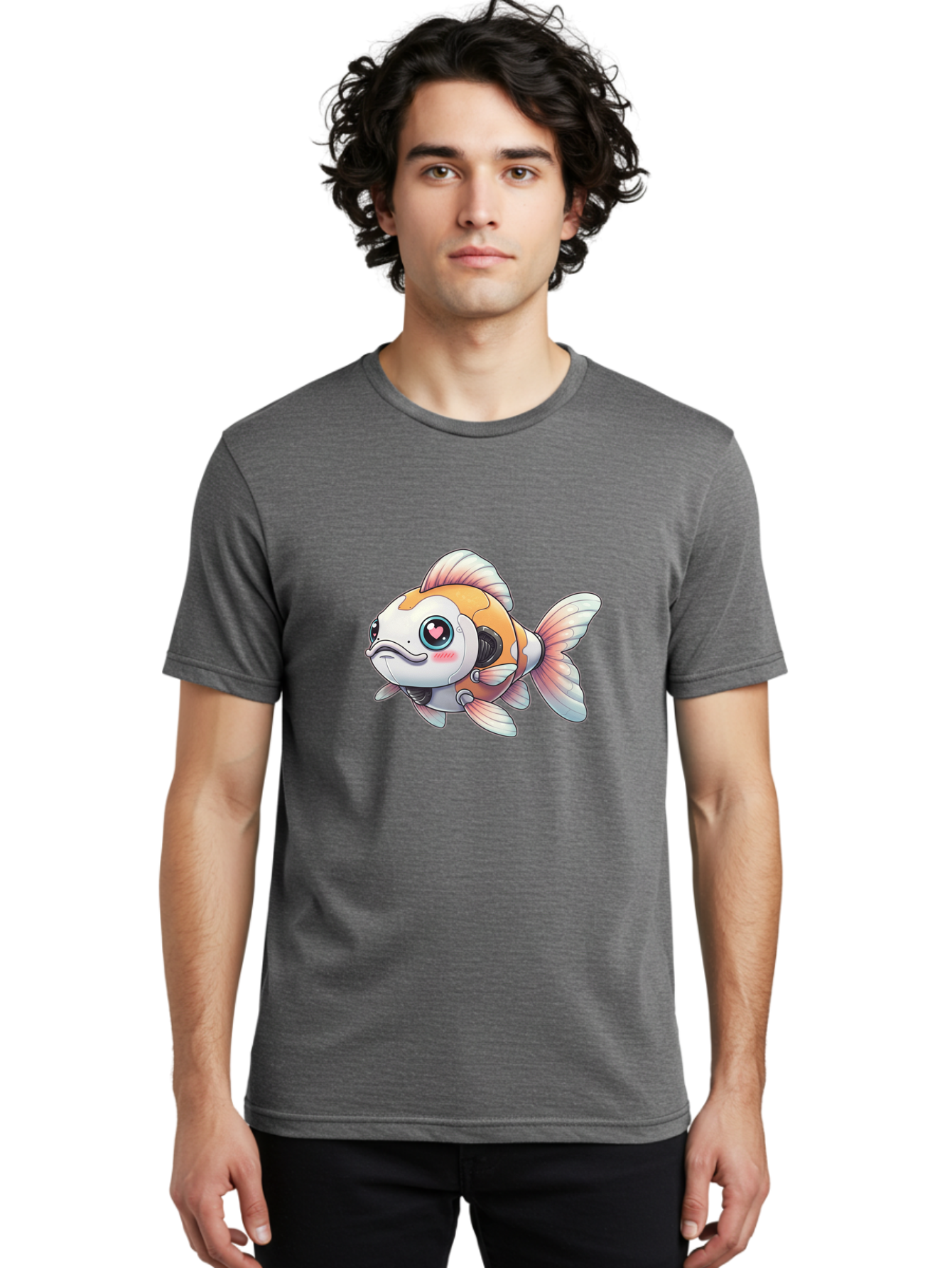 Robot-Goldfish-1 Men'S Graphic Tee, 100% Cotton, Comfortable Casual Summer Wear, Machine Washable, Vintage Camera, Old Camera, Antique Camera, Black Camera, Classic Photography, Photography Equipment, Nostalgic Device, Film Camera, Camera Art Bal255