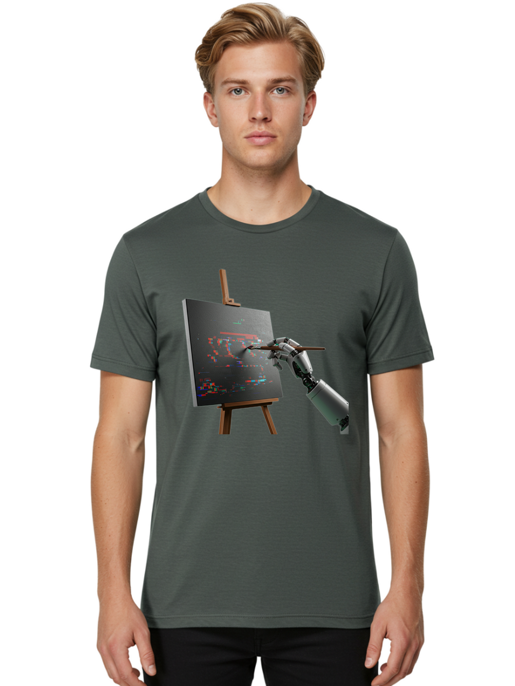 Robot-Painting Men'S Graphic Tee, 100% Cotton, Comfortable Casual Summer Wear, Machine Washable, Vintage Camera, Old Camera, Antique Camera, Black Camera, Classic Photography, Photography Equipment, Nostalgic Device, Film Camera, Camera Art Bal258