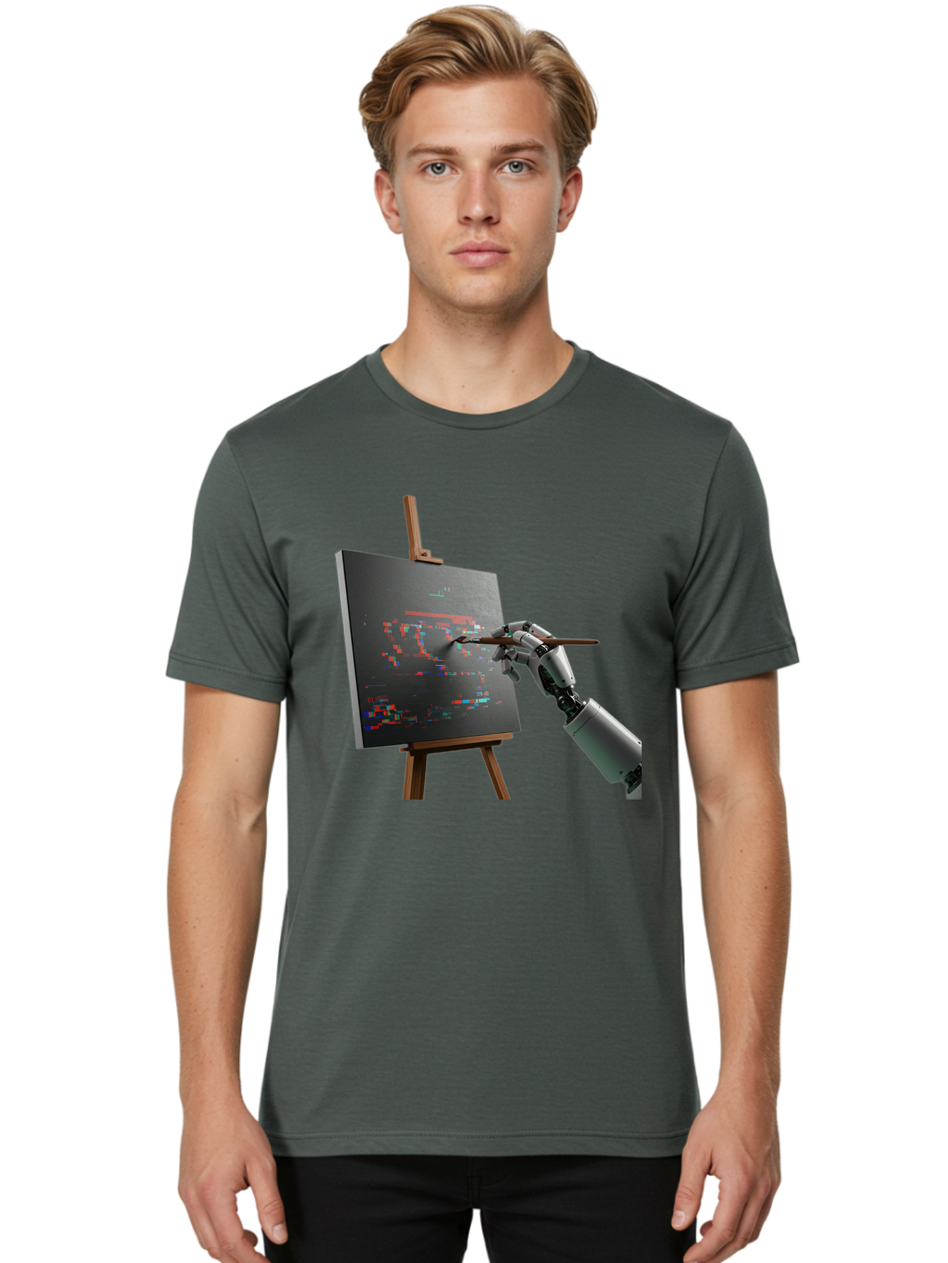 Robot-Painting Men'S Graphic Tee, 100% Cotton, Comfortable Casual Summer Wear, Machine Washable, Vintage Camera, Old Camera, Antique Camera, Black Camera, Classic Photography, Photography Equipment, Nostalgic Device, Film Camera, Camera Art Bal258