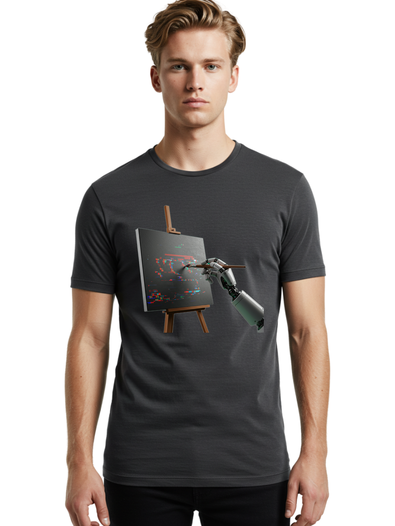 Robot-Painting Men'S Graphic Tee, 100% Cotton, Comfortable Casual Summer Wear, Machine Washable, Vintage Camera, Old Camera, Antique Camera, Black Camera, Classic Photography, Photography Equipment, Nostalgic Device, Film Camera, Camera Art Bal258