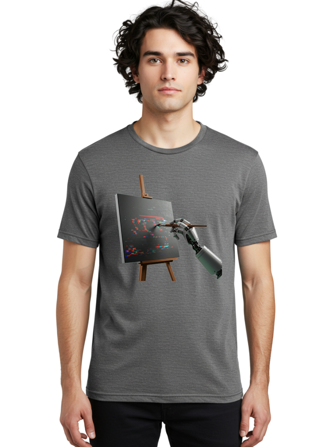 Robot-Painting Men'S Graphic Tee, 100% Cotton, Comfortable Casual Summer Wear, Machine Washable, Vintage Camera, Old Camera, Antique Camera, Black Camera, Classic Photography, Photography Equipment, Nostalgic Device, Film Camera, Camera Art Bal258