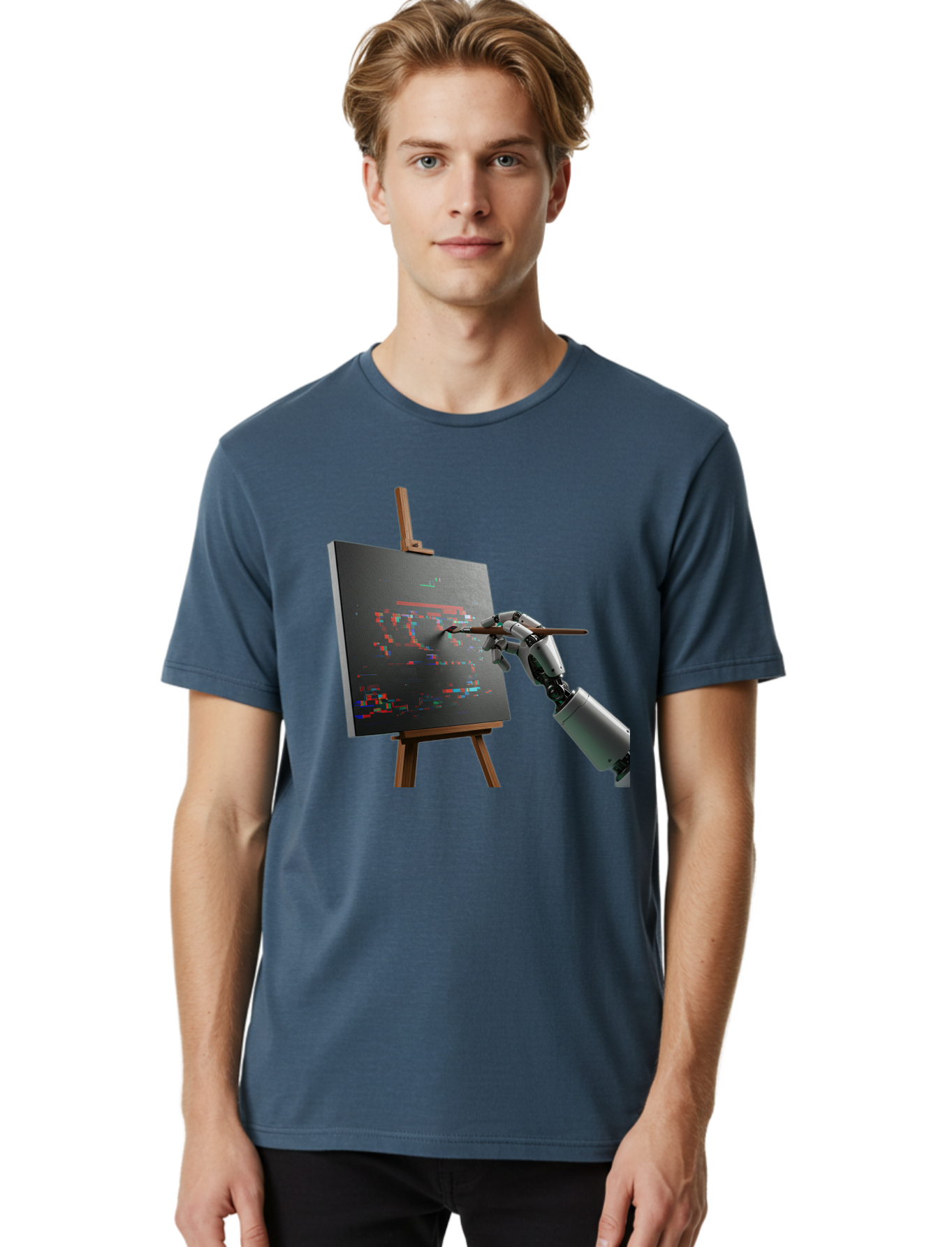 Robot-Painting Men'S Graphic Tee, 100% Cotton, Comfortable Casual Summer Wear, Machine Washable, Vintage Camera, Old Camera, Antique Camera, Black Camera, Classic Photography, Photography Equipment, Nostalgic Device, Film Camera, Camera Art Bal258
