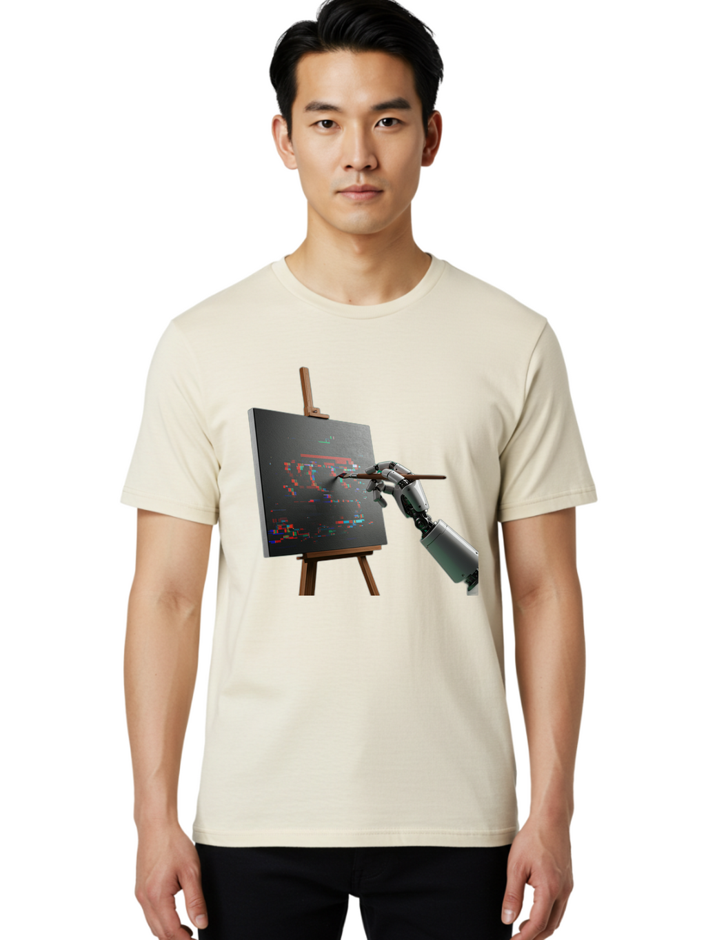 Robot-Painting Men'S Graphic Tee, 100% Cotton, Comfortable Casual Summer Wear, Machine Washable, Vintage Camera, Old Camera, Antique Camera, Black Camera, Classic Photography, Photography Equipment, Nostalgic Device, Film Camera, Camera Art Bal258