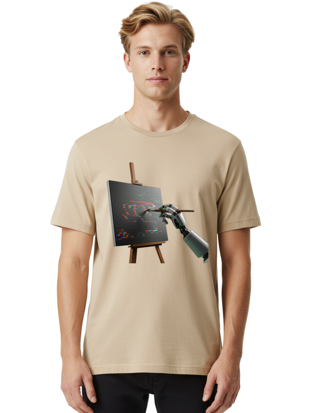 Robot-Painting Men'S Graphic Tee, 100% Cotton, Comfortable Casual Summer Wear, Machine Washable, Vintage Camera, Old Camera, Antique Camera, Black Camera, Classic Photography, Photography Equipment, Nostalgic Device, Film Camera, Camera Art Bal258