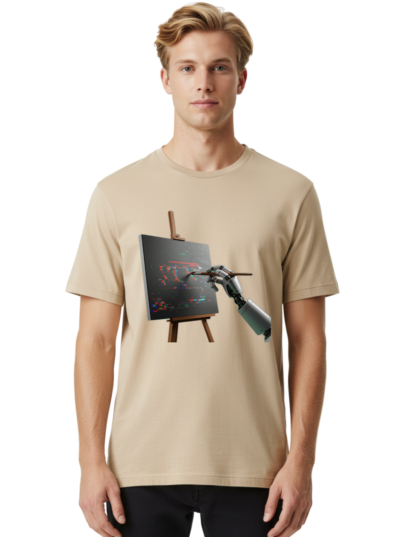 Robot-Painting Men'S Graphic Tee, 100% Cotton, Comfortable Casual Summer Wear, Machine Washable, Vintage Camera, Old Camera, Antique Camera, Black Camera, Classic Photography, Photography Equipment, Nostalgic Device, Film Camera, Camera Art Bal258
