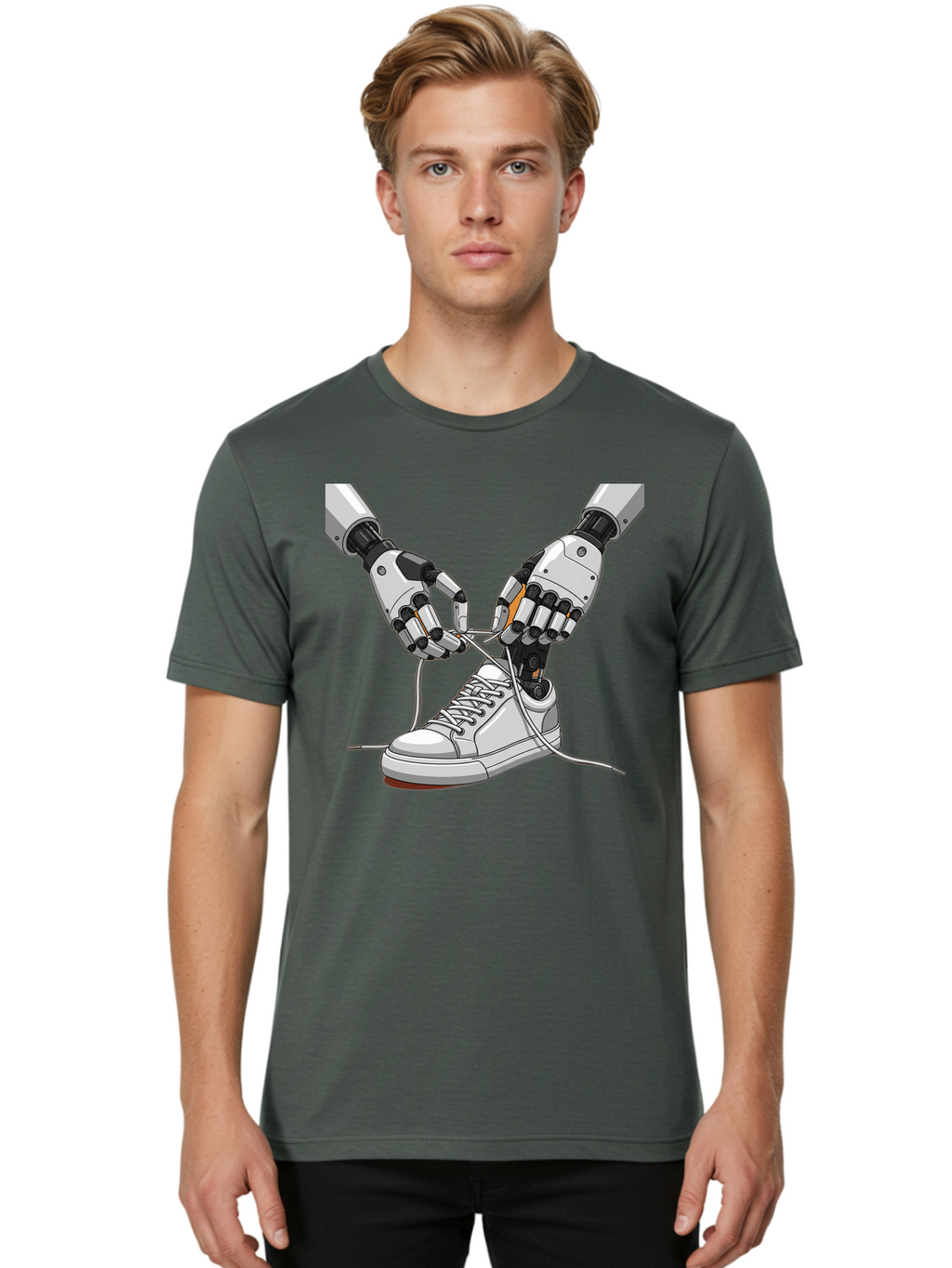 Robot-Tying-Shoe Men'S Graphic Tee, 100% Cotton, Comfortable Casual Summer Wear, Machine Washable, Vintage Camera, Old Camera, Antique Camera, Black Camera, Classic Photography, Photography Equipment, Nostalgic Device, Film Camera, Camera Art Bal263