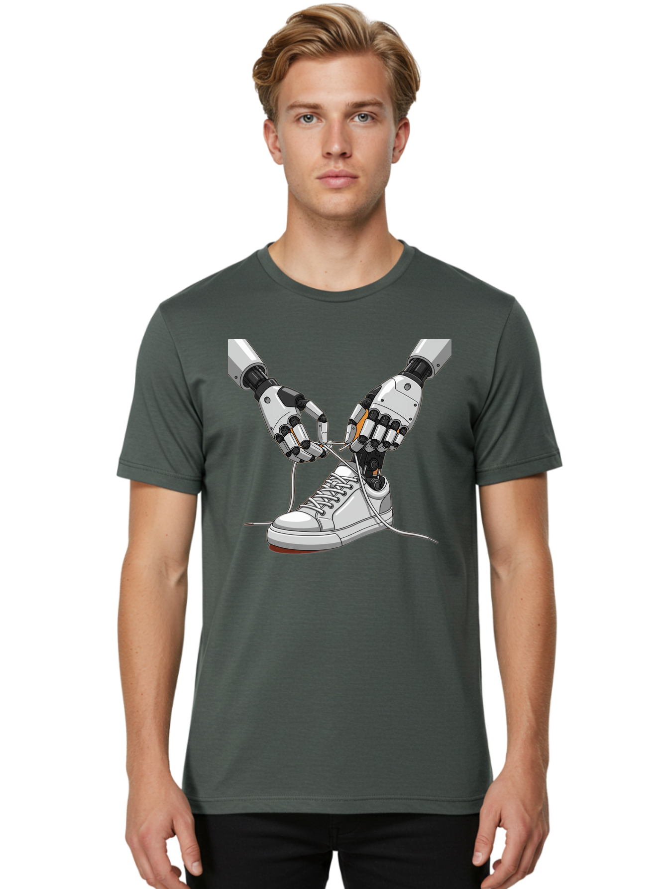 Robot-Tying-Shoe Men'S Graphic Tee, 100% Cotton, Comfortable Casual Summer Wear, Machine Washable, Vintage Camera, Old Camera, Antique Camera, Black Camera, Classic Photography, Photography Equipment, Nostalgic Device, Film Camera, Camera Art Bal263