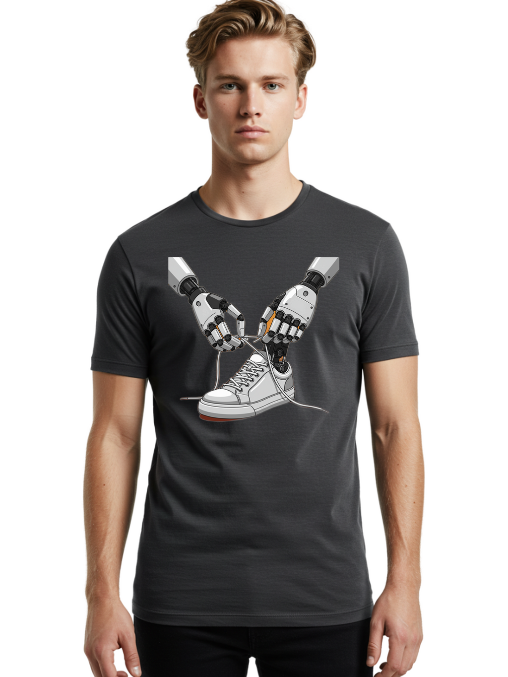 Robot-Tying-Shoe Men'S Graphic Tee, 100% Cotton, Comfortable Casual Summer Wear, Machine Washable, Vintage Camera, Old Camera, Antique Camera, Black Camera, Classic Photography, Photography Equipment, Nostalgic Device, Film Camera, Camera Art Bal263
