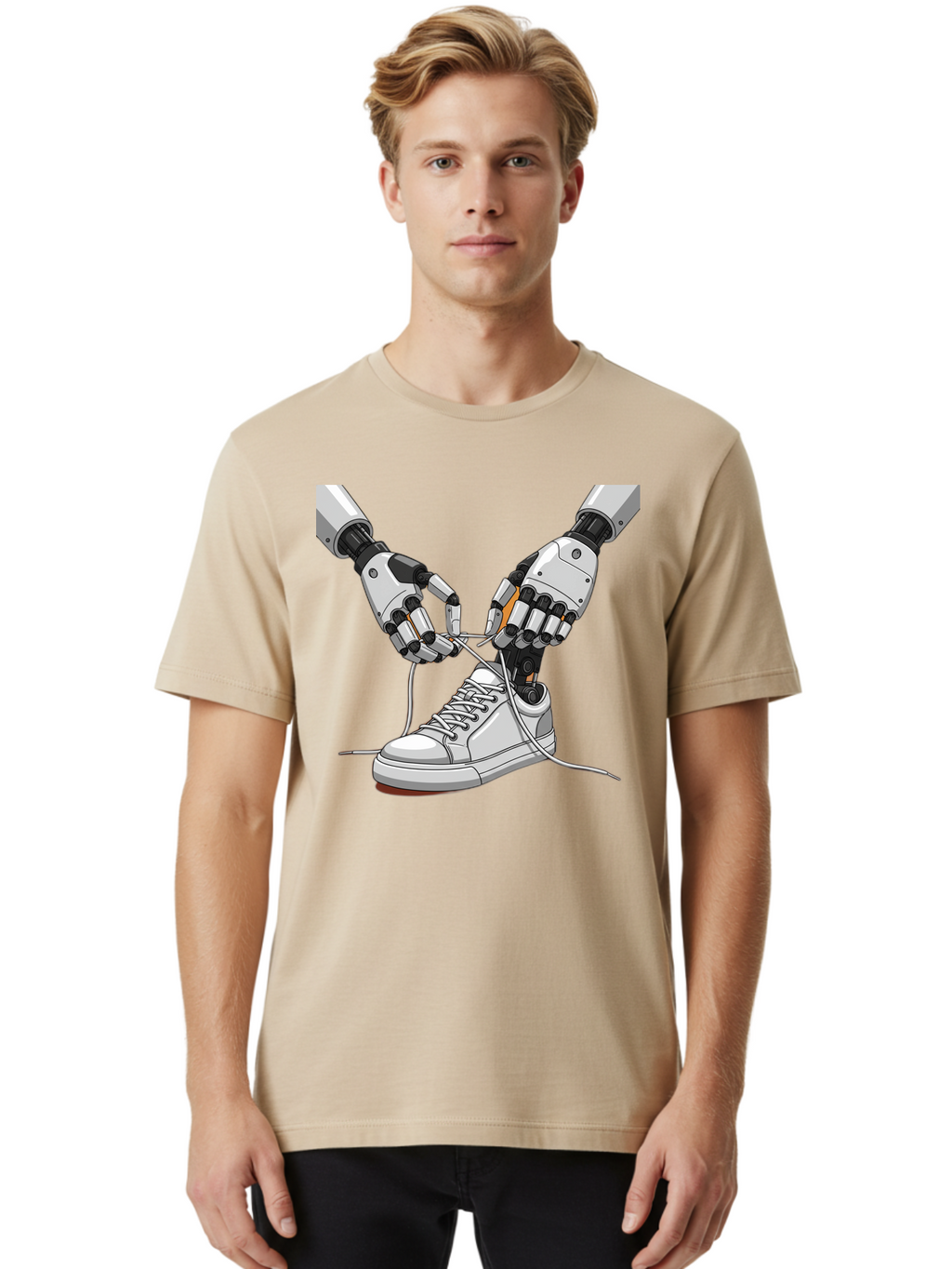 Robot-Tying-Shoe Men'S Graphic Tee, 100% Cotton, Comfortable Casual Summer Wear, Machine Washable, Vintage Camera, Old Camera, Antique Camera, Black Camera, Classic Photography, Photography Equipment, Nostalgic Device, Film Camera, Camera Art Bal263