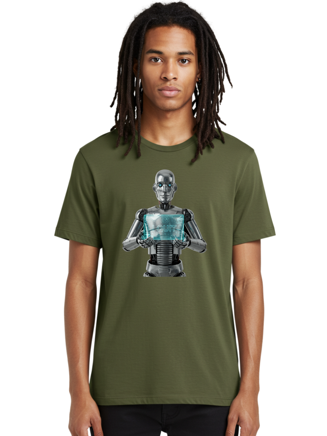 Robot-With-I-Quit Men'S Graphic Tee, 100% Cotton, Comfortable Casual Summer Wear, Machine Washable, Vintage Camera, Old Camera, Antique Camera, Black Camera, Classic Photography, Photography Equipment, Nostalgic Device, Film Camera, Camera Art Bal264