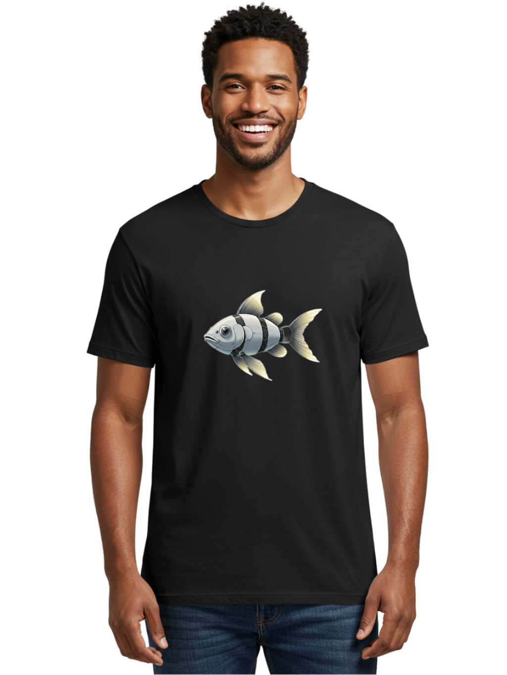 Robotic-Fish-1 Men'S Graphic Tee, 100% Cotton, Comfortable Casual Summer Wear, Machine Washable, Vintage Camera, Old Camera, Antique Camera, Black Camera, Classic Photography, Photography Equipment, Nostalgic Device, Film Camera, Camera Art Bal265