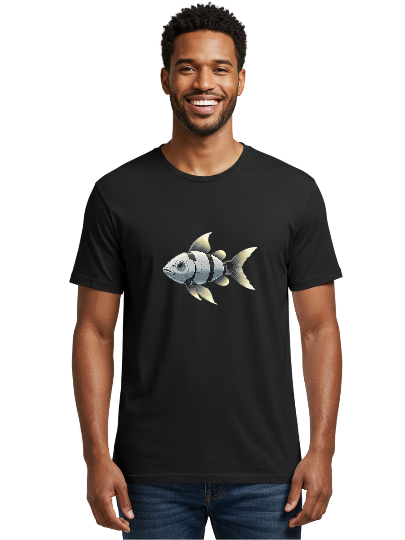 Robotic-Fish-1 Men'S Graphic Tee, 100% Cotton, Comfortable Casual Summer Wear, Machine Washable, Vintage Camera, Old Camera, Antique Camera, Black Camera, Classic Photography, Photography Equipment, Nostalgic Device, Film Camera, Camera Art Bal265