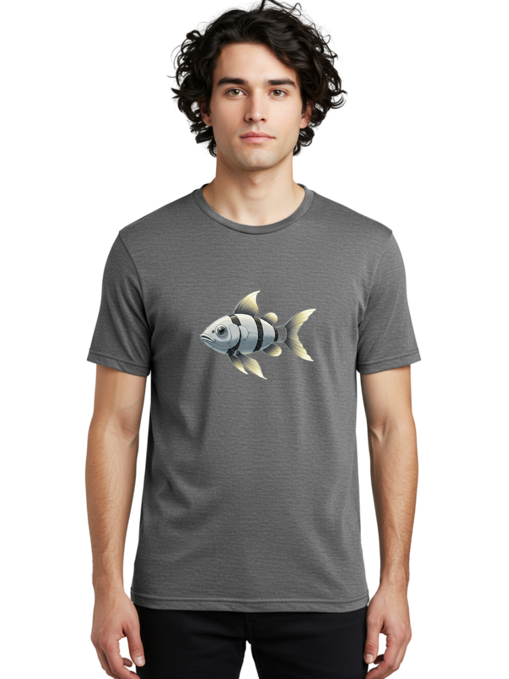 Robotic-Fish-1 Men'S Graphic Tee, 100% Cotton, Comfortable Casual Summer Wear, Machine Washable, Vintage Camera, Old Camera, Antique Camera, Black Camera, Classic Photography, Photography Equipment, Nostalgic Device, Film Camera, Camera Art Bal265