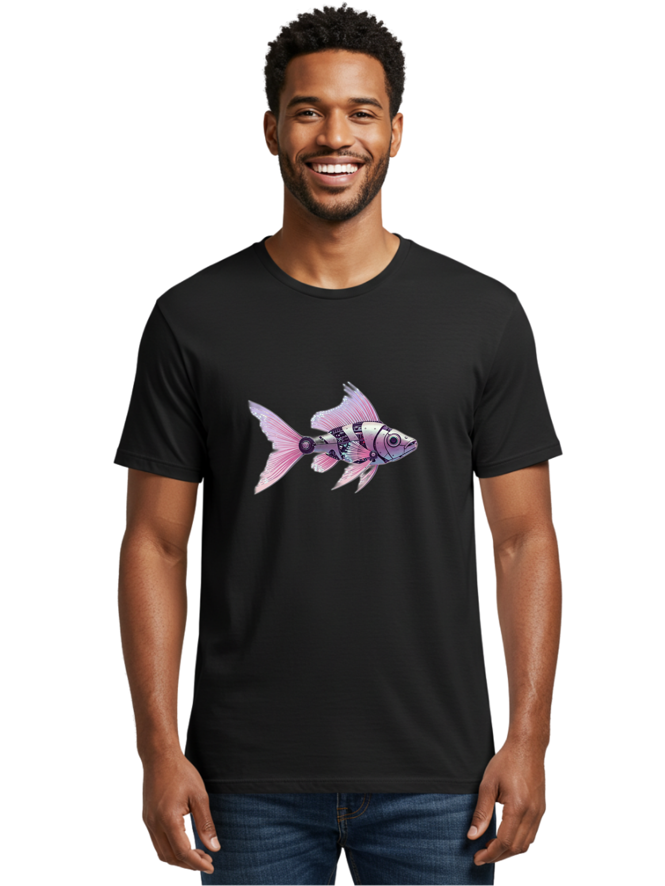 Robotic-Fish-2 Men'S Graphic Tee, 100% Cotton, Comfortable Casual Summer Wear, Machine Washable, Vintage Camera, Old Camera, Antique Camera, Black Camera, Classic Photography, Photography Equipment, Nostalgic Device, Film Camera, Camera Art Bal266