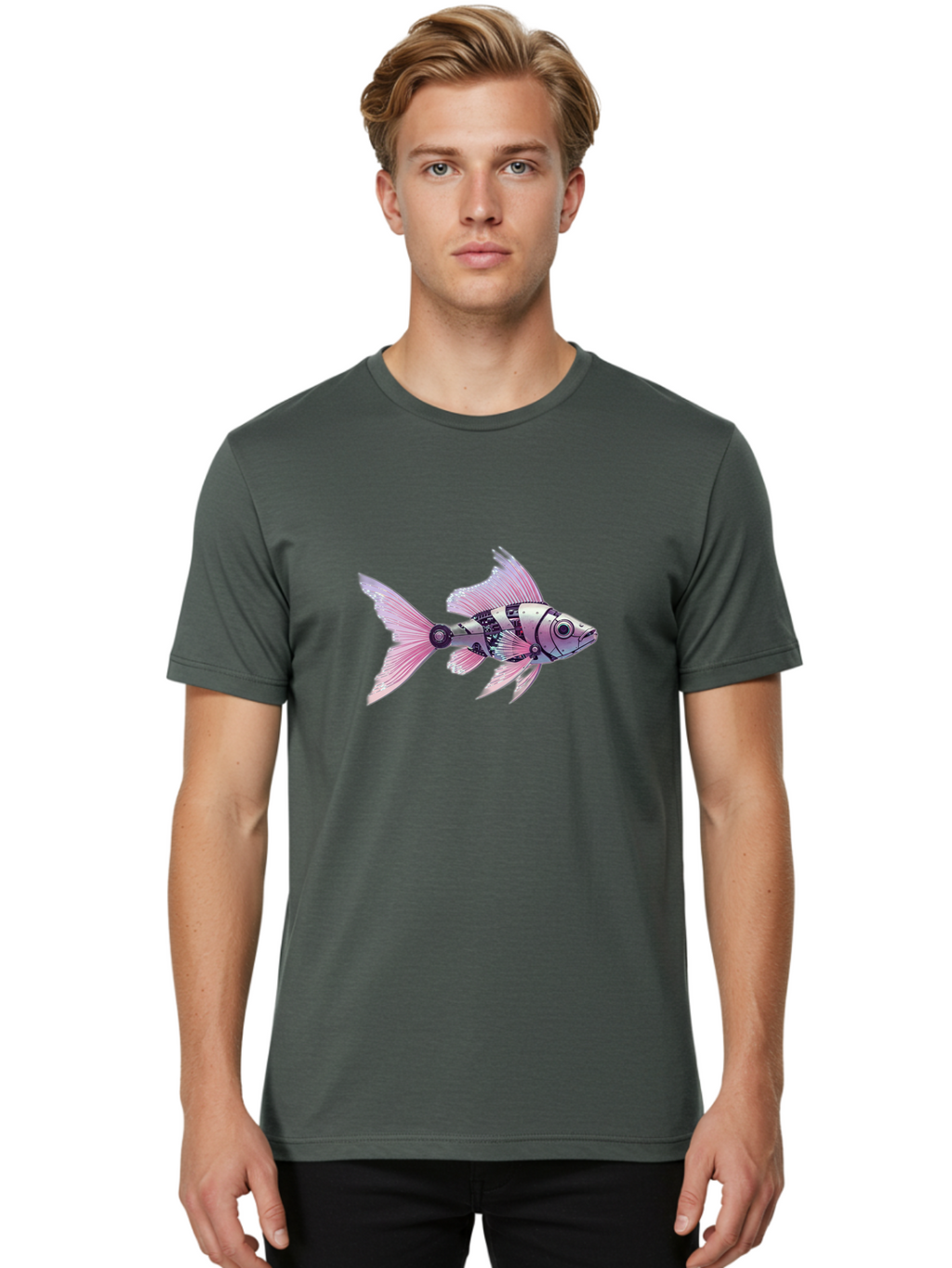 Robotic-Fish-2 Men'S Graphic Tee, 100% Cotton, Comfortable Casual Summer Wear, Machine Washable, Vintage Camera, Old Camera, Antique Camera, Black Camera, Classic Photography, Photography Equipment, Nostalgic Device, Film Camera, Camera Art Bal266