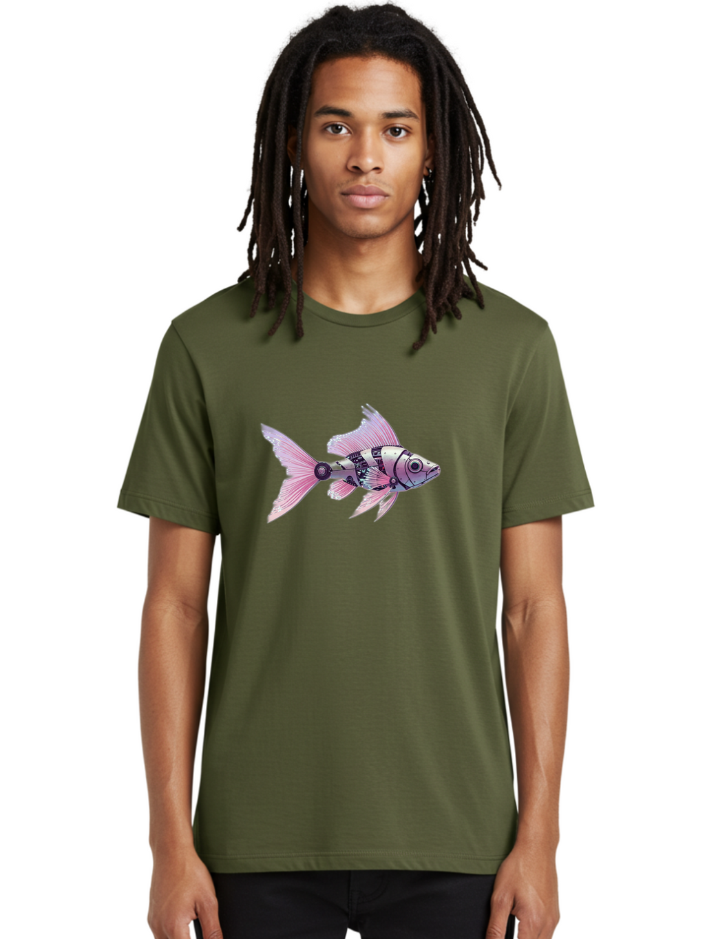 Robotic-Fish-2 Men'S Graphic Tee, 100% Cotton, Comfortable Casual Summer Wear, Machine Washable, Vintage Camera, Old Camera, Antique Camera, Black Camera, Classic Photography, Photography Equipment, Nostalgic Device, Film Camera, Camera Art Bal266
