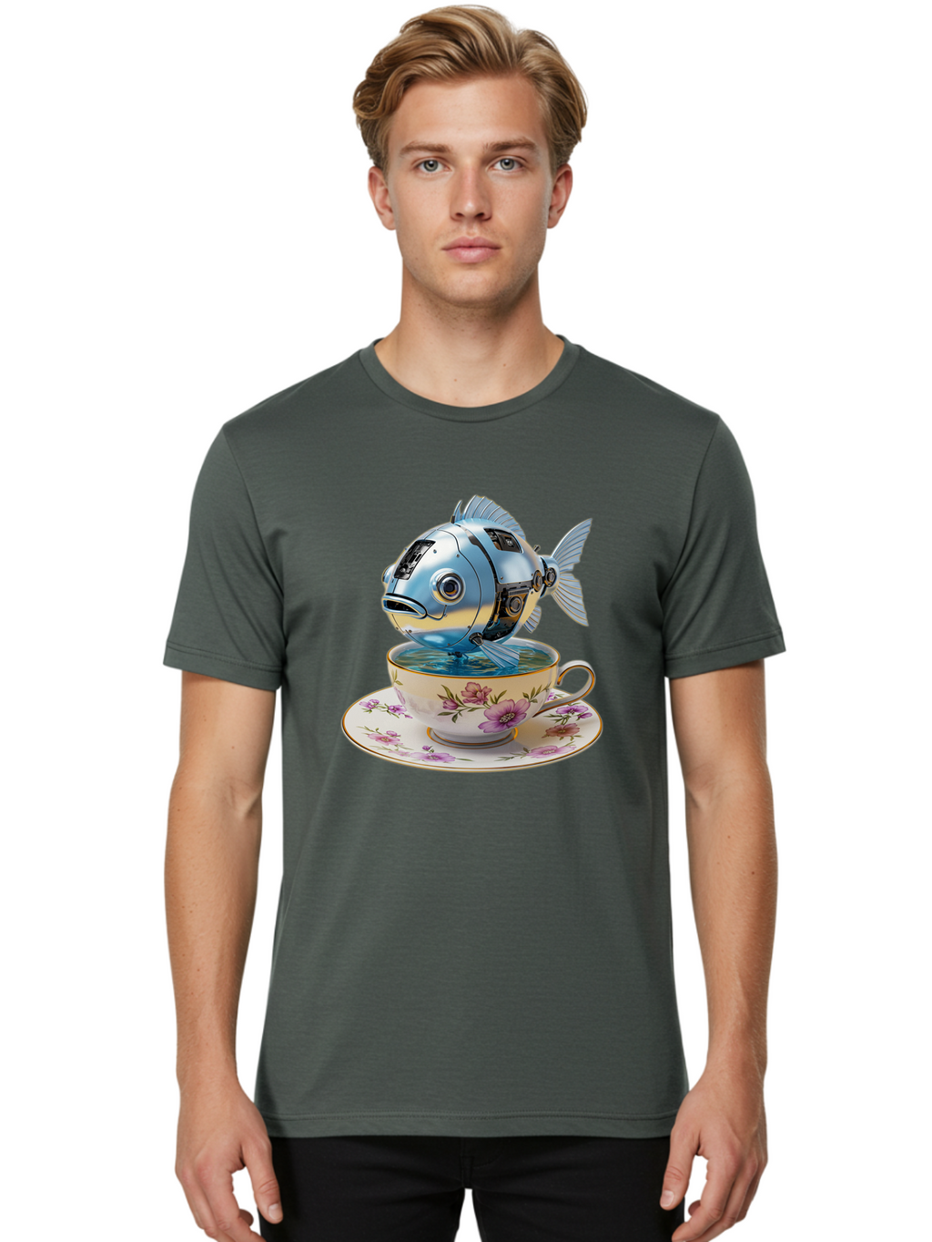 Robotic-Fish-Teacup Men'S Graphic Tee, 100% Cotton, Comfortable Casual Summer Wear, Machine Washable, Vintage Camera, Old Camera, Antique Camera, Black Camera, Classic Photography, Photography Equipment, Nostalgic Device, Film Camera, Bal267