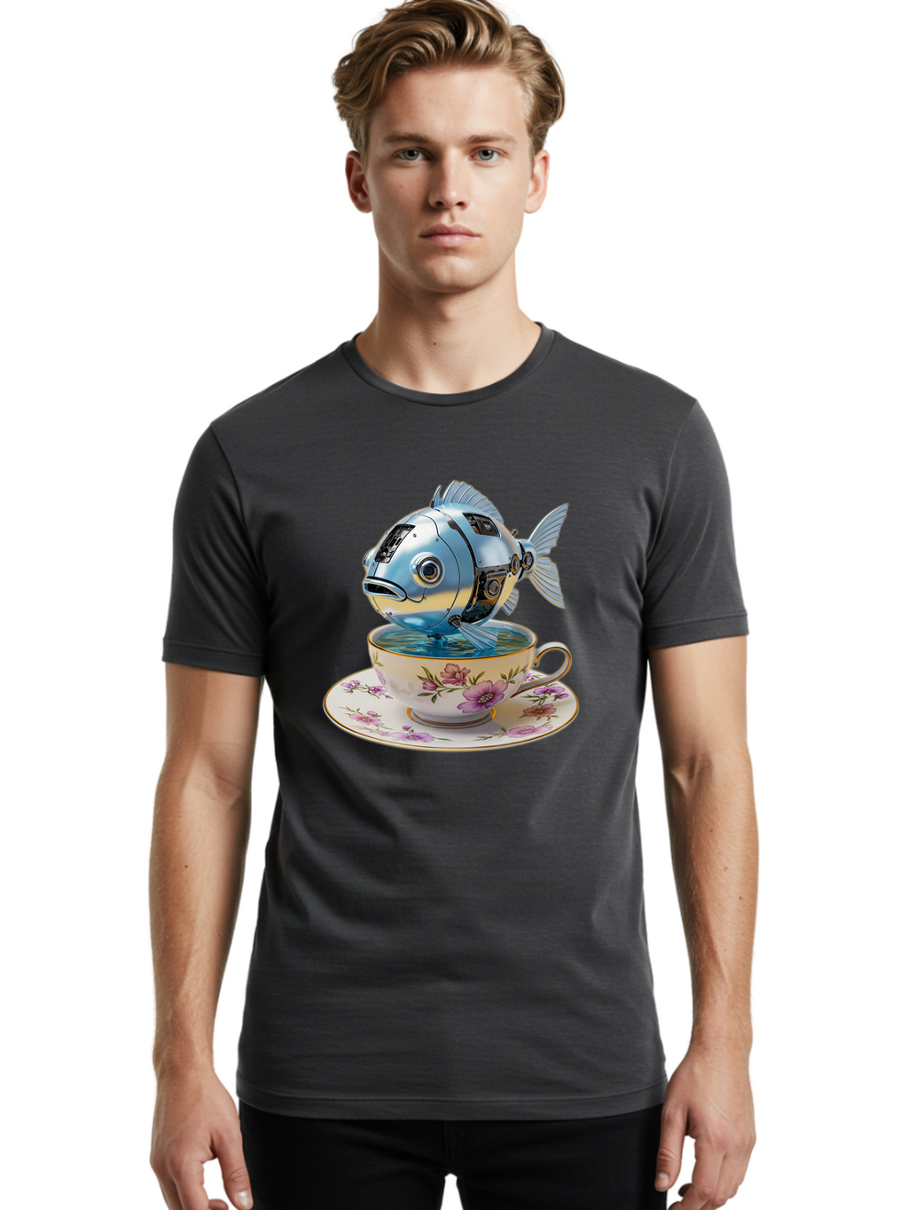 Robotic-Fish-Teacup Men'S Graphic Tee, 100% Cotton, Comfortable Casual Summer Wear, Machine Washable, Vintage Camera, Old Camera, Antique Camera, Black Camera, Classic Photography, Photography Equipment, Nostalgic Device, Film Camera, Bal267