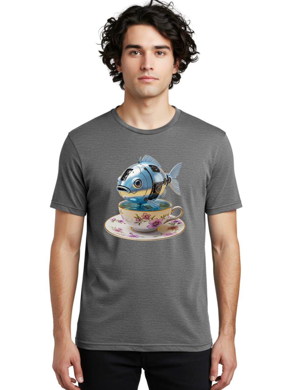 Robotic-Fish-Teacup Men'S Graphic Tee, 100% Cotton, Comfortable Casual Summer Wear, Machine Washable, Vintage Camera, Old Camera, Antique Camera, Black Camera, Classic Photography, Photography Equipment, Nostalgic Device, Film Camera, Bal267