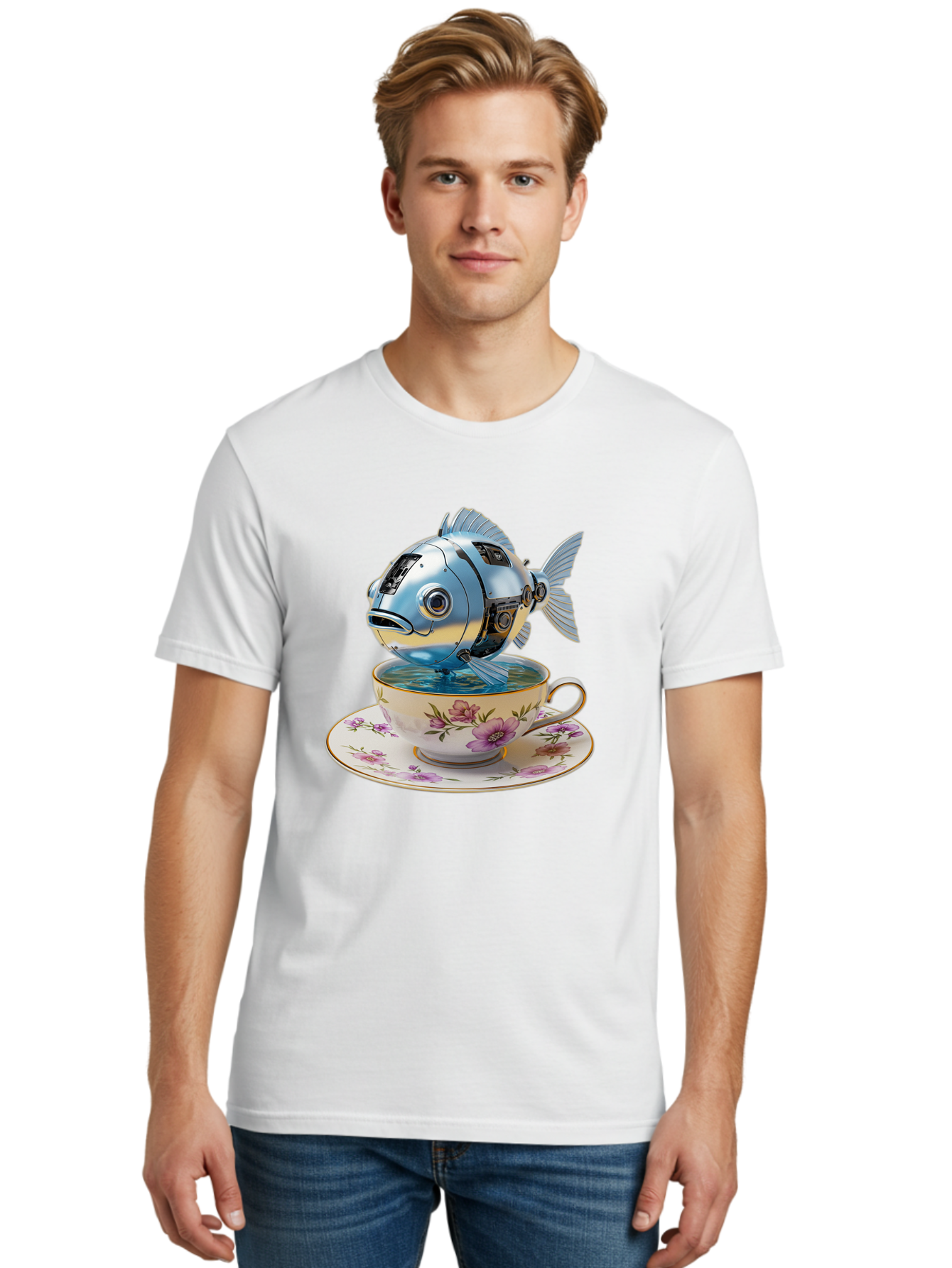 Robotic-Fish-Teacup Men'S Graphic Tee, 100% Cotton, Comfortable Casual Summer Wear, Machine Washable, Vintage Camera, Old Camera, Antique Camera, Black Camera, Classic Photography, Photography Equipment, Nostalgic Device, Film Camera, Bal267