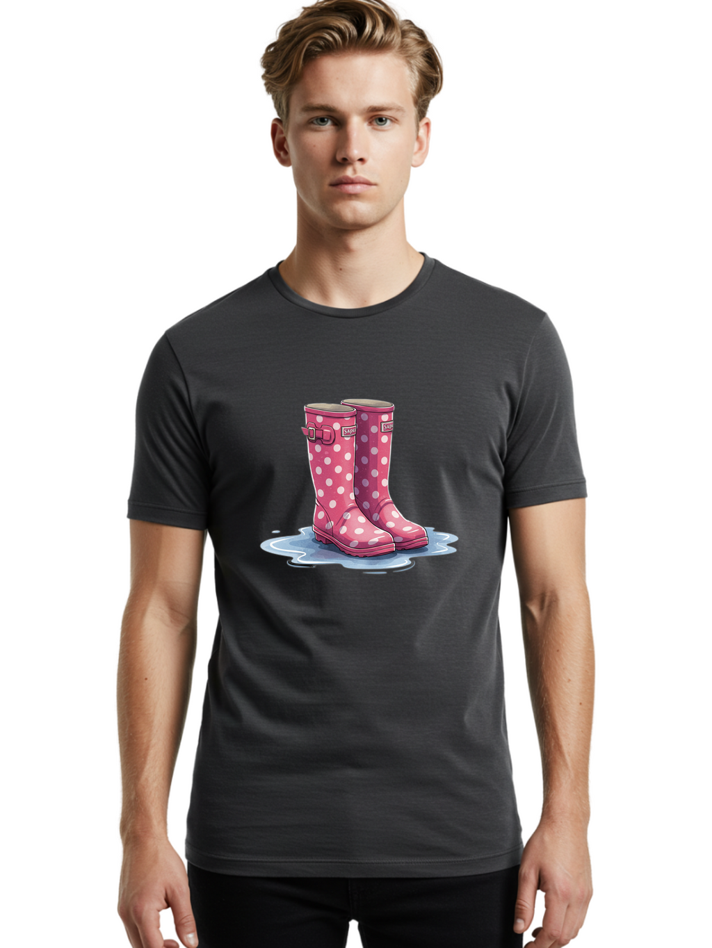 Safari-Pink-Polka-Dot-Rain-Boots Men'S Graphic Tee, 100% Cotton, Comfortable Casual Summer Wear, Machine Washable, Vintage Camera, Old Camera, Antique Camera, Black Camera, Classic Photography, Photography Equipment, Nostalgic Device, Bal281