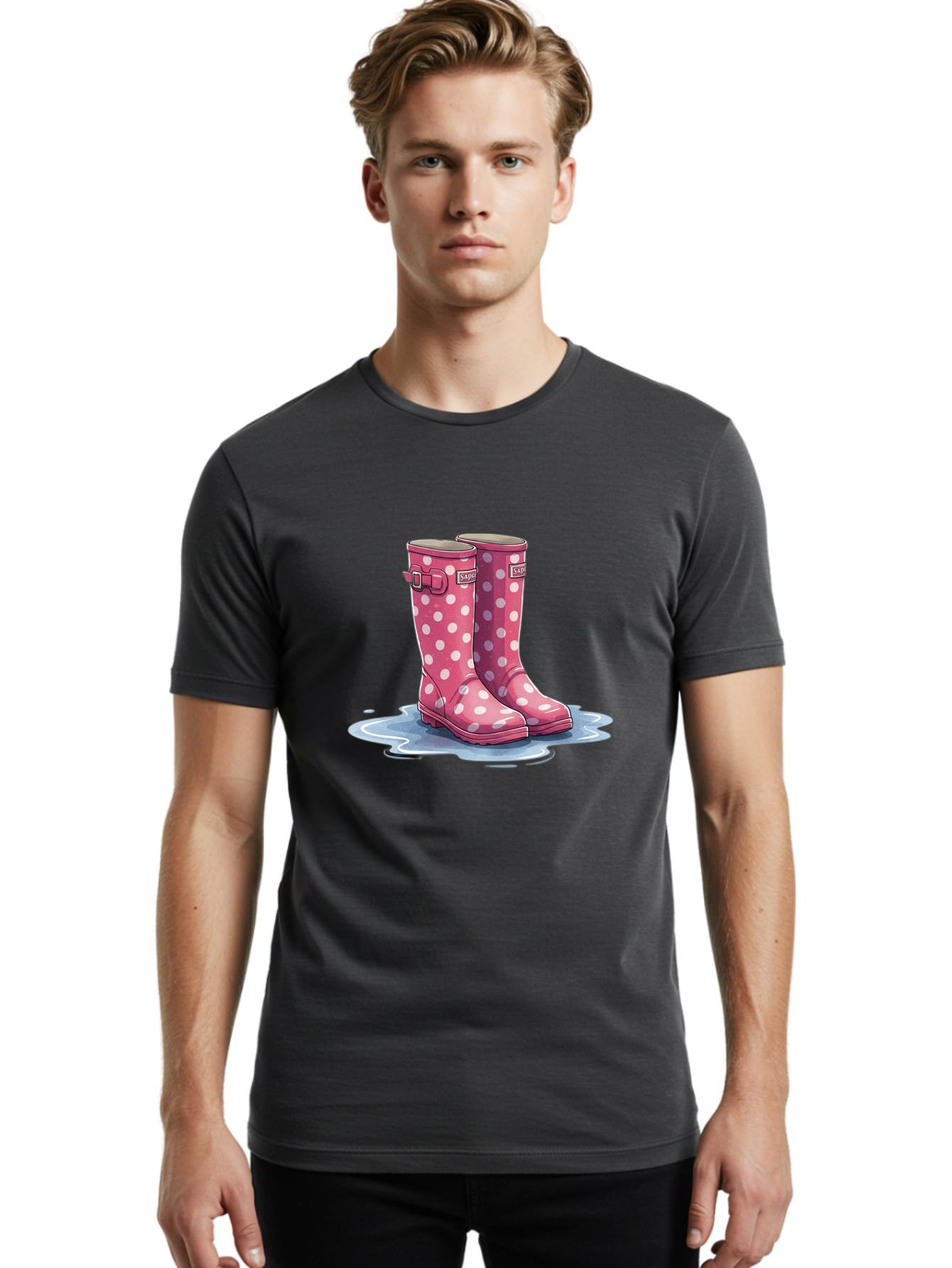 Safari-Pink-Polka-Dot-Rain-Boots Men'S Graphic Tee, 100% Cotton, Comfortable Casual Summer Wear, Machine Washable, Vintage Camera, Old Camera, Antique Camera, Black Camera, Classic Photography, Photography Equipment, Nostalgic Device, Bal281