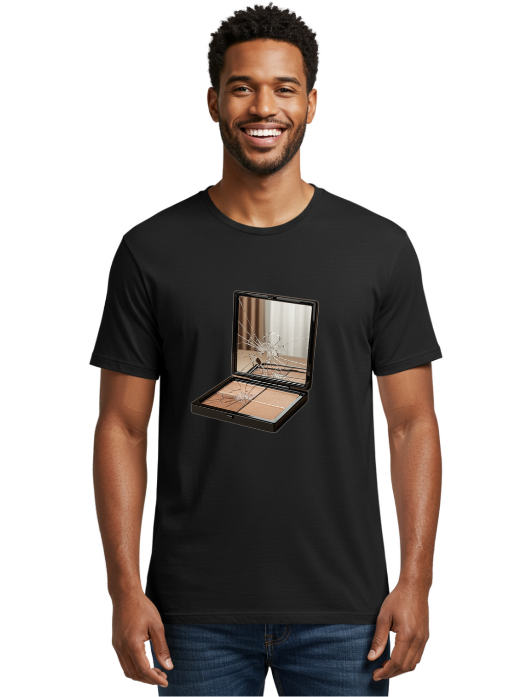 Shattered-Eyeshadow-Compact Men'S Graphic Tee, 100% Cotton, Comfortable Casual Summer Wear, Machine Washable, Vintage Camera, Old Camera, Antique Camera, Black Camera, Classic Photography, Photography Equipment, Nostalgic Device, Film Camera, Bal289
