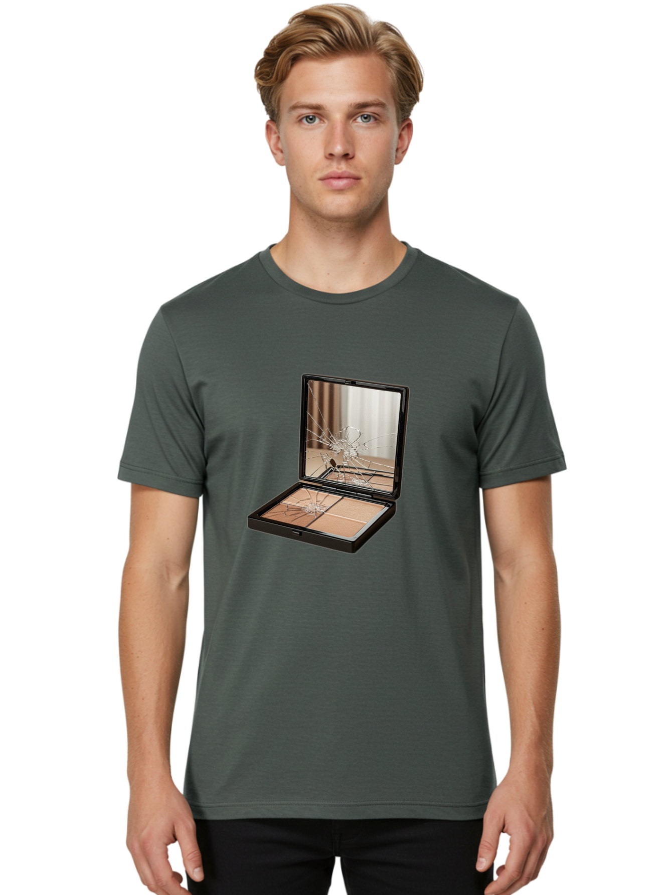 Shattered-Eyeshadow-Compact Men'S Graphic Tee, 100% Cotton, Comfortable Casual Summer Wear, Machine Washable, Vintage Camera, Old Camera, Antique Camera, Black Camera, Classic Photography, Photography Equipment, Nostalgic Device, Film Camera, Bal289