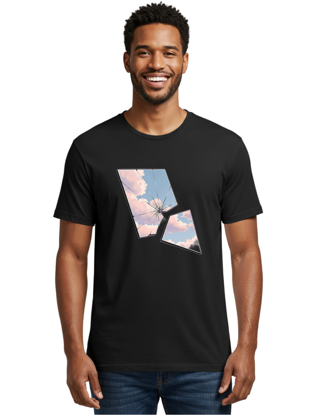 Shattered-Glass-1 Men'S Graphic Tee, 100% Cotton, Comfortable Casual Summer Wear, Machine Washable, Vintage Camera, Old Camera, Antique Camera, Black Camera, Classic Photography, Photography Equipment, Nostalgic Device, Film Camera, Camera Art Bal291