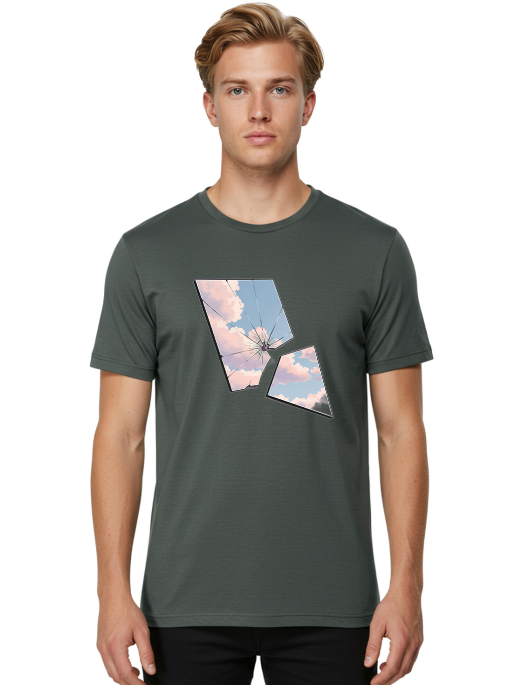 Shattered-Glass-1 Men'S Graphic Tee, 100% Cotton, Comfortable Casual Summer Wear, Machine Washable, Vintage Camera, Old Camera, Antique Camera, Black Camera, Classic Photography, Photography Equipment, Nostalgic Device, Film Camera, Camera Art Bal291