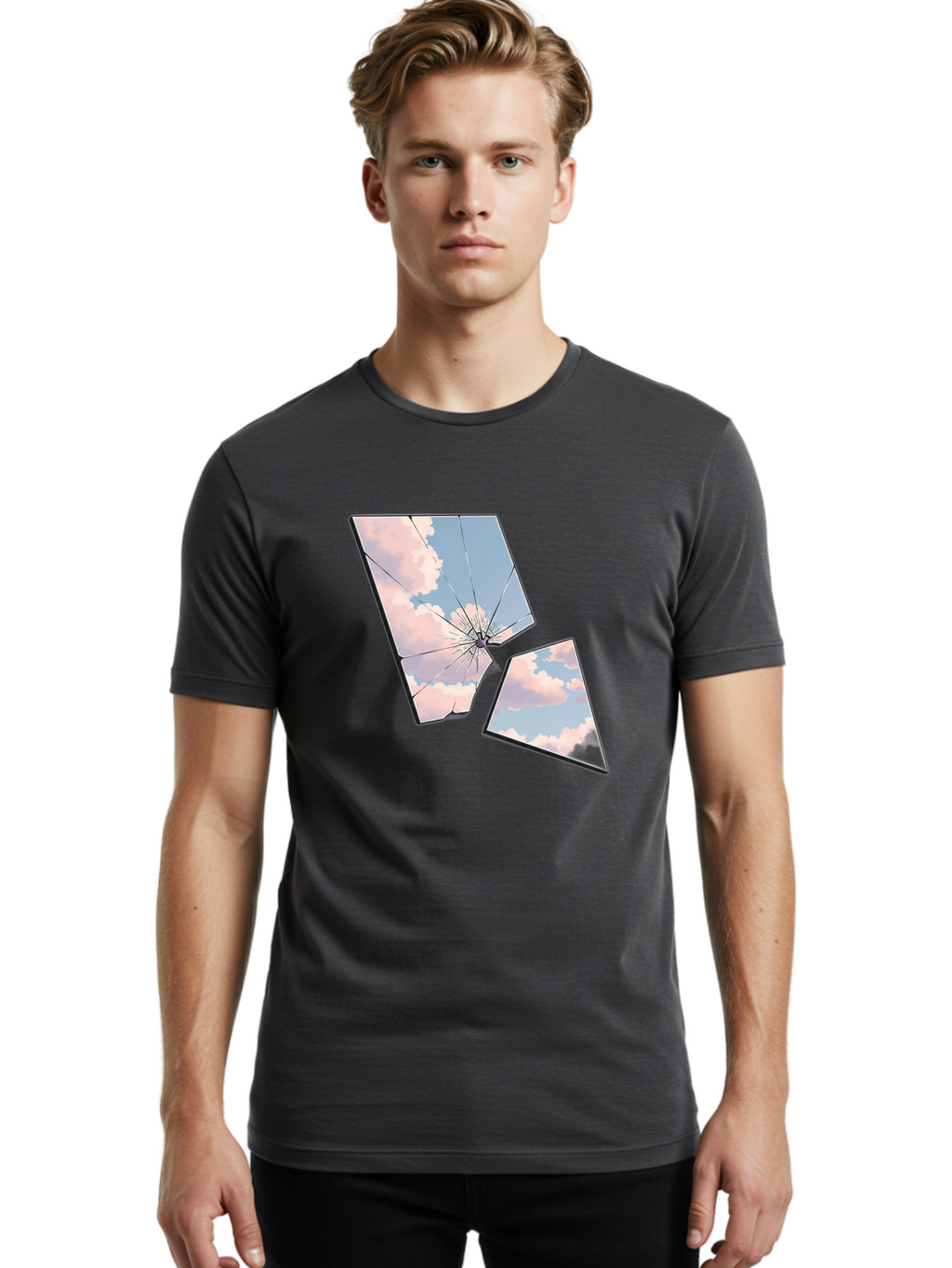 Shattered-Glass-1 Men'S Graphic Tee, 100% Cotton, Comfortable Casual Summer Wear, Machine Washable, Vintage Camera, Old Camera, Antique Camera, Black Camera, Classic Photography, Photography Equipment, Nostalgic Device, Film Camera, Camera Art Bal291