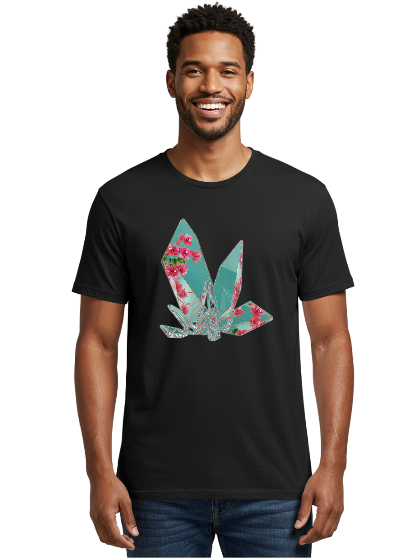 Shattered-Glass-With-Flowers Men'S Graphic Tee, 100% Cotton, Comfortable Casual Summer Wear, Machine Washable, Vintage Camera, Old Camera, Antique Camera, Black Camera, Classic Photography, Photography Equipment, Nostalgic Device, Film Camera, Bal293