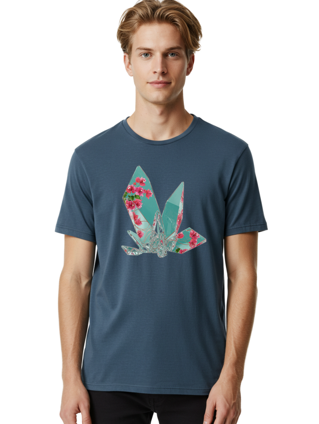 Shattered-Glass-With-Flowers Men'S Graphic Tee, 100% Cotton, Comfortable Casual Summer Wear, Machine Washable, Vintage Camera, Old Camera, Antique Camera, Black Camera, Classic Photography, Photography Equipment, Nostalgic Device, Film Camera, Bal293