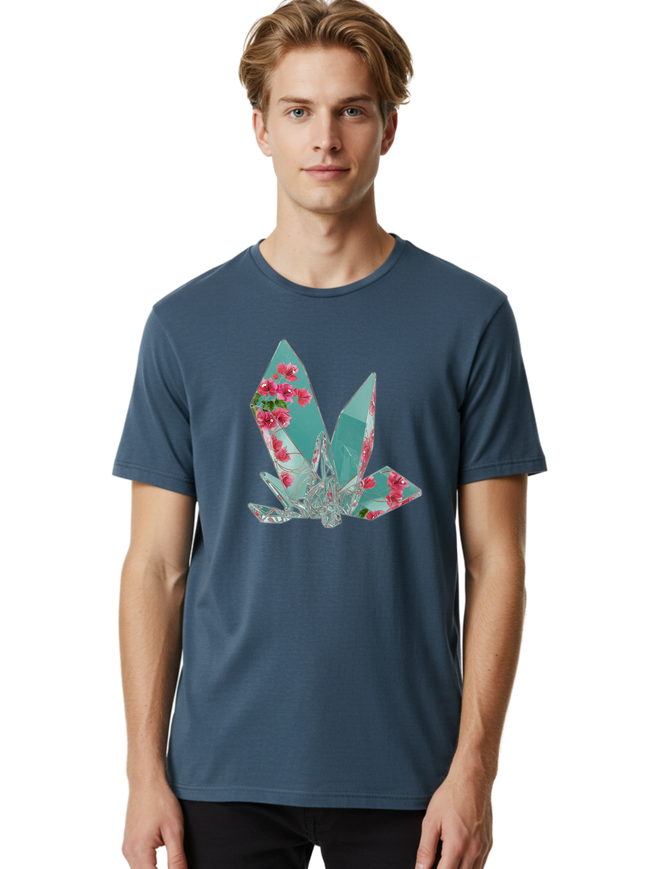 Shattered-Glass-With-Flowers Men'S Graphic Tee, 100% Cotton, Comfortable Casual Summer Wear, Machine Washable, Vintage Camera, Old Camera, Antique Camera, Black Camera, Classic Photography, Photography Equipment, Nostalgic Device, Film Camera, Bal293