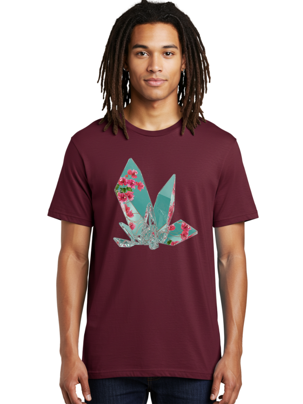 Shattered-Glass-With-Flowers Men'S Graphic Tee, 100% Cotton, Comfortable Casual Summer Wear, Machine Washable, Vintage Camera, Old Camera, Antique Camera, Black Camera, Classic Photography, Photography Equipment, Nostalgic Device, Film Camera, Bal293