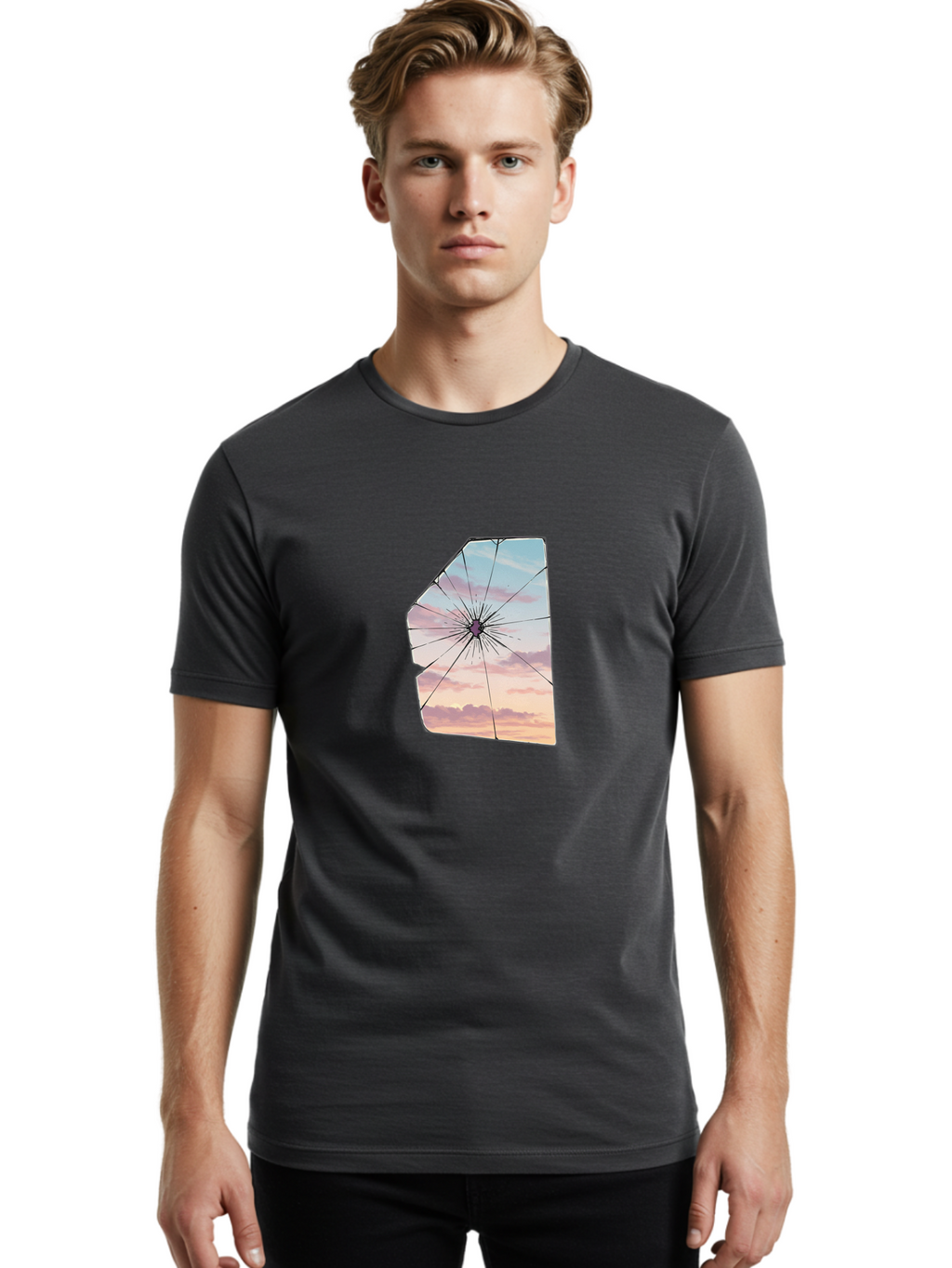 Shattered-Glass Men'S Graphic Tee, 100% Cotton, Comfortable Casual Summer Wear, Machine Washable, Vintage Camera, Old Camera, Antique Camera, Black Camera, Classic Photography, Photography Equipment, Nostalgic Device, Film Camera, Camera Art Bal294