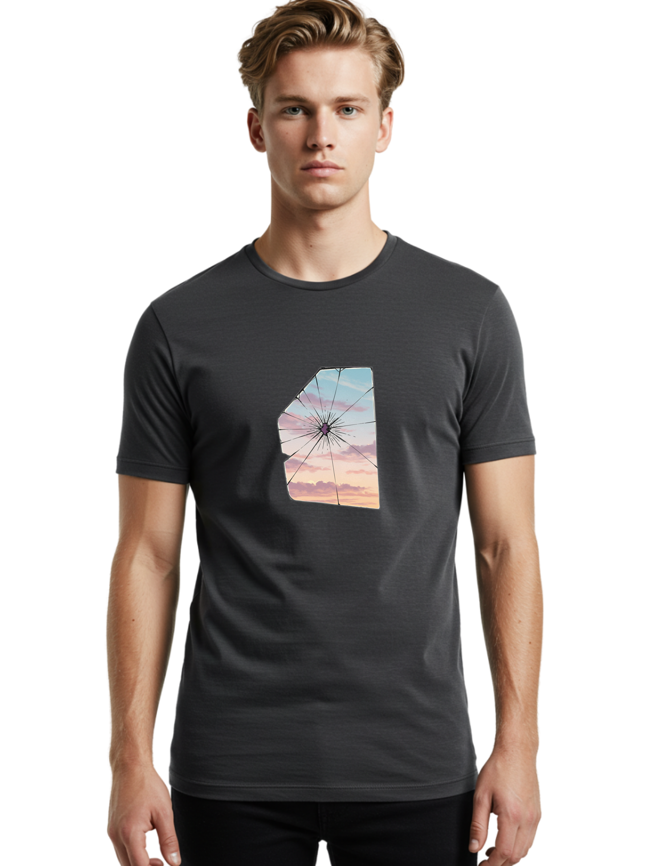 Shattered-Glass Men'S Graphic Tee, 100% Cotton, Comfortable Casual Summer Wear, Machine Washable, Vintage Camera, Old Camera, Antique Camera, Black Camera, Classic Photography, Photography Equipment, Nostalgic Device, Film Camera, Camera Art Bal294