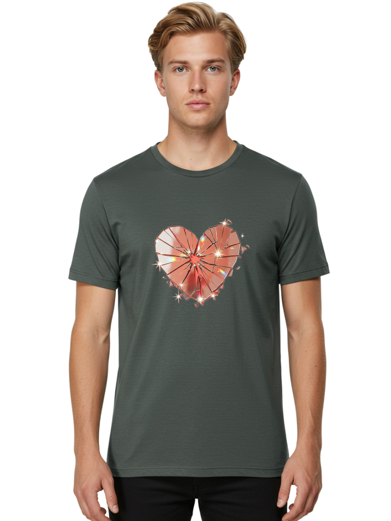 Shattered-Heart-1 Men'S Graphic Tee, 100% Cotton, Comfortable Casual Summer Wear, Machine Washable, Vintage Camera, Old Camera, Antique Camera, Black Camera, Classic Photography, Photography Equipment, Nostalgic Device, Film Camera, Camera Art Bal295