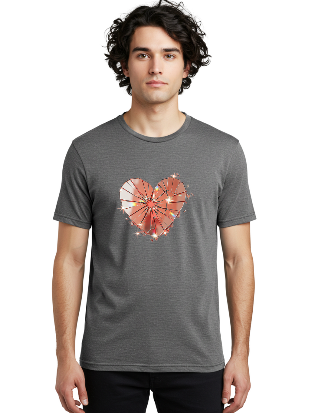 Shattered-Heart-1 Men'S Graphic Tee, 100% Cotton, Comfortable Casual Summer Wear, Machine Washable, Vintage Camera, Old Camera, Antique Camera, Black Camera, Classic Photography, Photography Equipment, Nostalgic Device, Film Camera, Camera Art Bal295