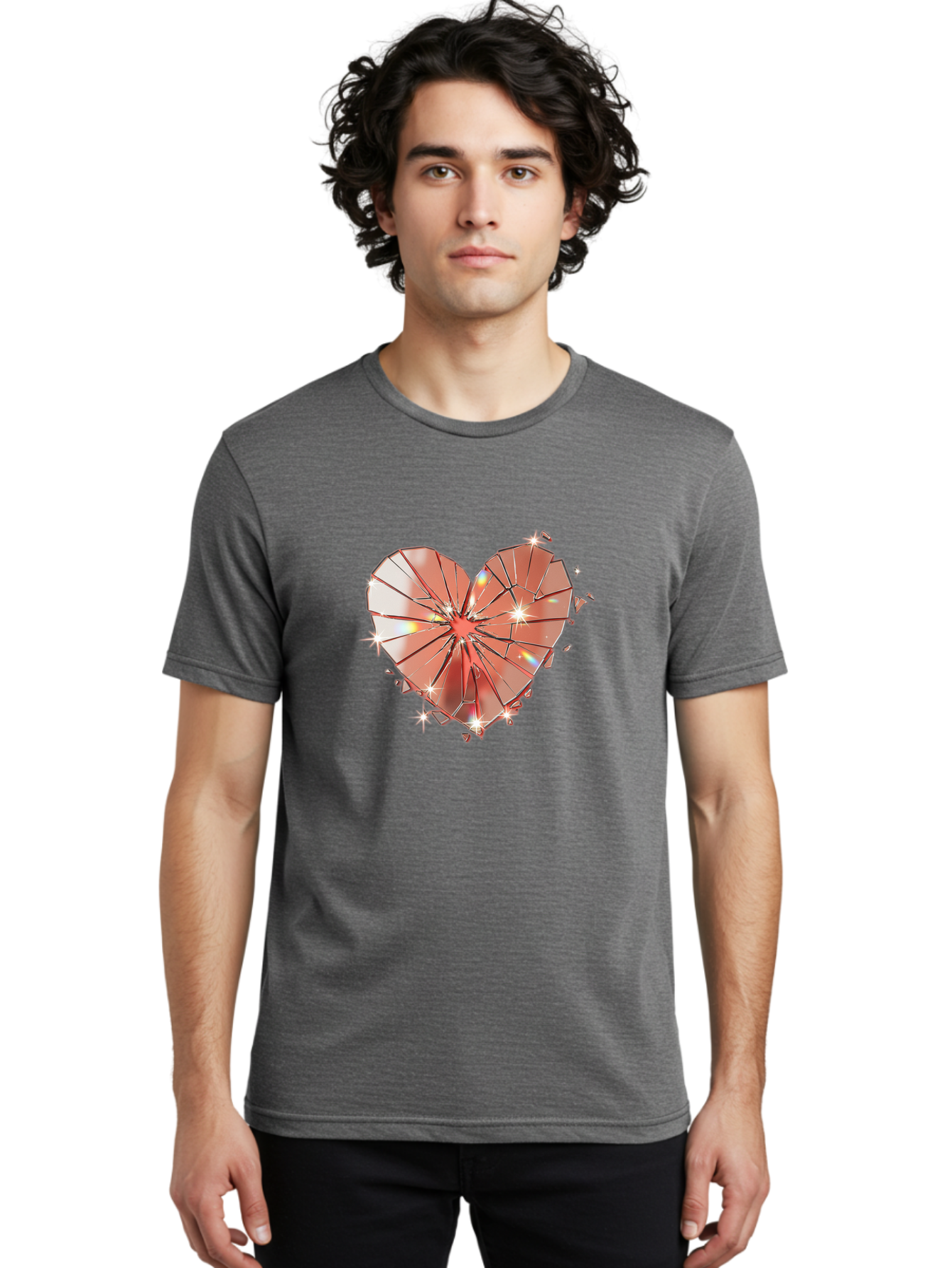 Shattered-Heart-1 Men'S Graphic Tee, 100% Cotton, Comfortable Casual Summer Wear, Machine Washable, Vintage Camera, Old Camera, Antique Camera, Black Camera, Classic Photography, Photography Equipment, Nostalgic Device, Film Camera, Camera Art Bal295