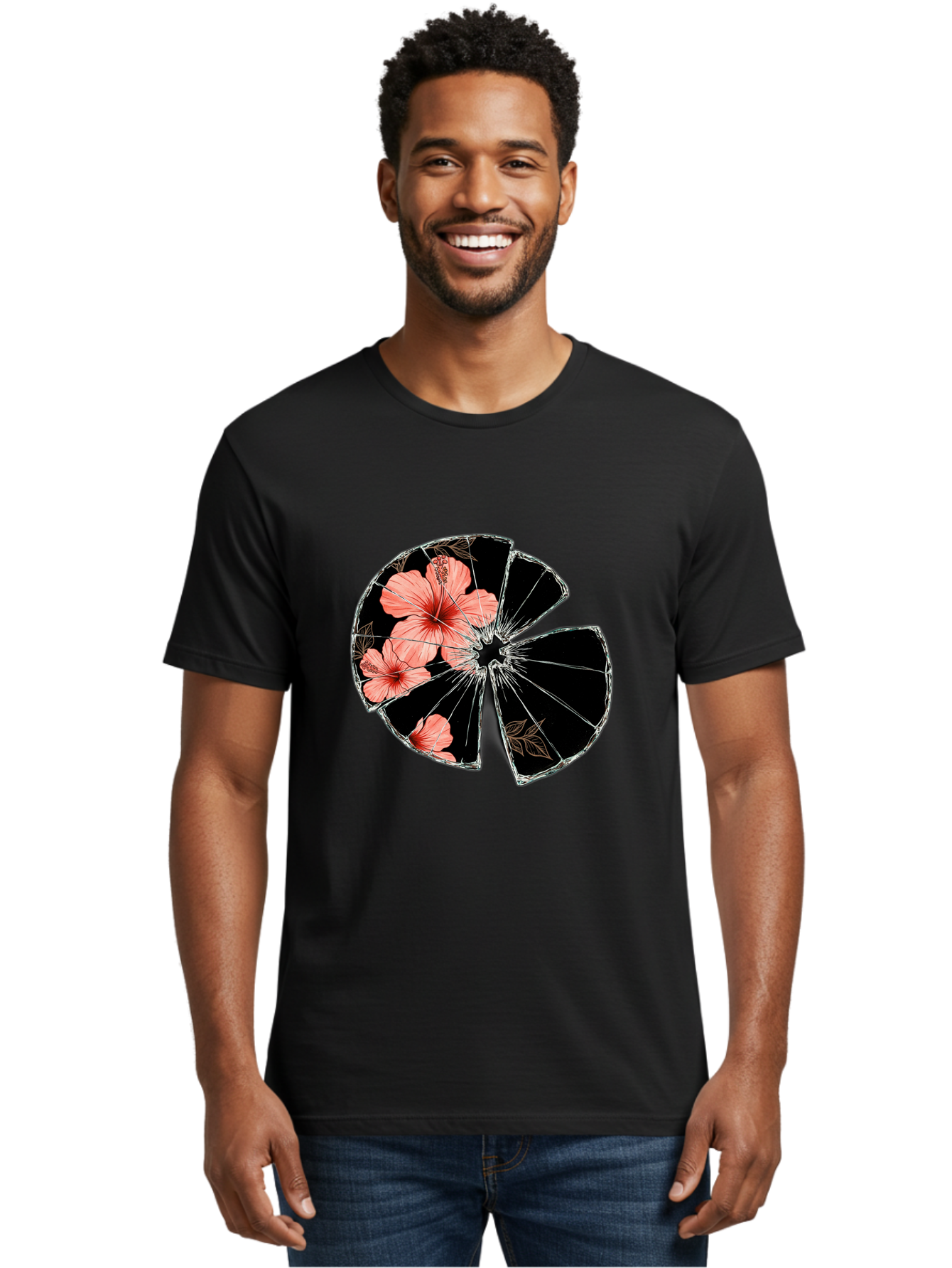 Shattered-Hibiscus Men'S Graphic Tee, 100% Cotton, Comfortable Casual Summer Wear, Machine Washable, Vintage Camera, Old Camera, Antique Camera, Black Camera, Classic Photography, Photography Equipment, Nostalgic Device, Film Camera, Bal297