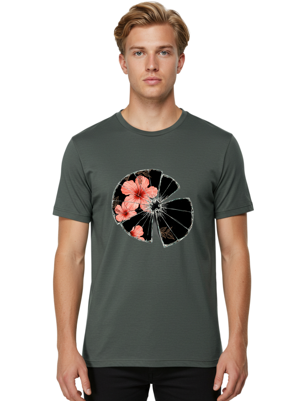 Shattered-Hibiscus Men'S Graphic Tee, 100% Cotton, Comfortable Casual Summer Wear, Machine Washable, Vintage Camera, Old Camera, Antique Camera, Black Camera, Classic Photography, Photography Equipment, Nostalgic Device, Film Camera, Bal297