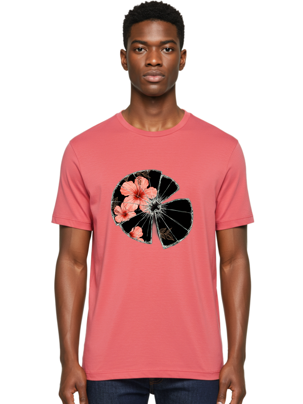 Shattered-Hibiscus Men'S Graphic Tee, 100% Cotton, Comfortable Casual Summer Wear, Machine Washable, Vintage Camera, Old Camera, Antique Camera, Black Camera, Classic Photography, Photography Equipment, Nostalgic Device, Film Camera, Bal297