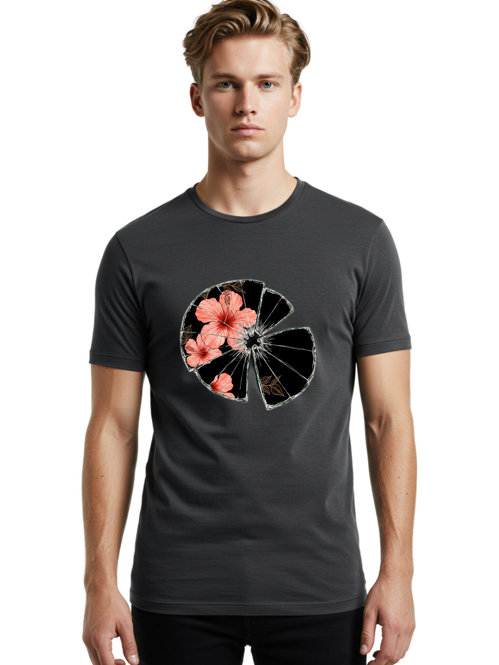 Shattered-Hibiscus Men'S Graphic Tee, 100% Cotton, Comfortable Casual Summer Wear, Machine Washable, Vintage Camera, Old Camera, Antique Camera, Black Camera, Classic Photography, Photography Equipment, Nostalgic Device, Film Camera, Bal297