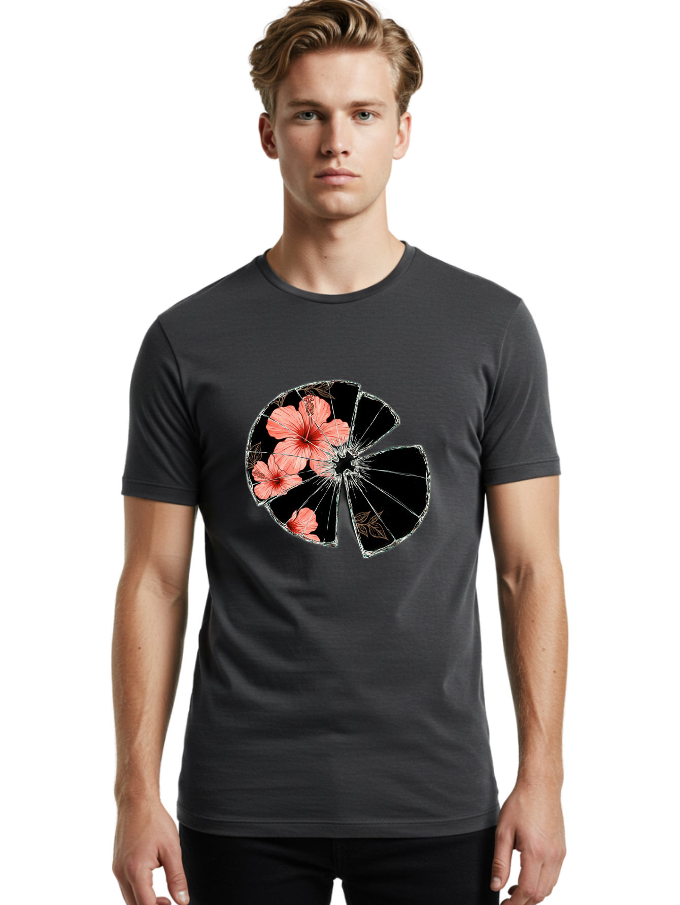 Shattered-Hibiscus Men'S Graphic Tee, 100% Cotton, Comfortable Casual Summer Wear, Machine Washable, Vintage Camera, Old Camera, Antique Camera, Black Camera, Classic Photography, Photography Equipment, Nostalgic Device, Film Camera, Bal297