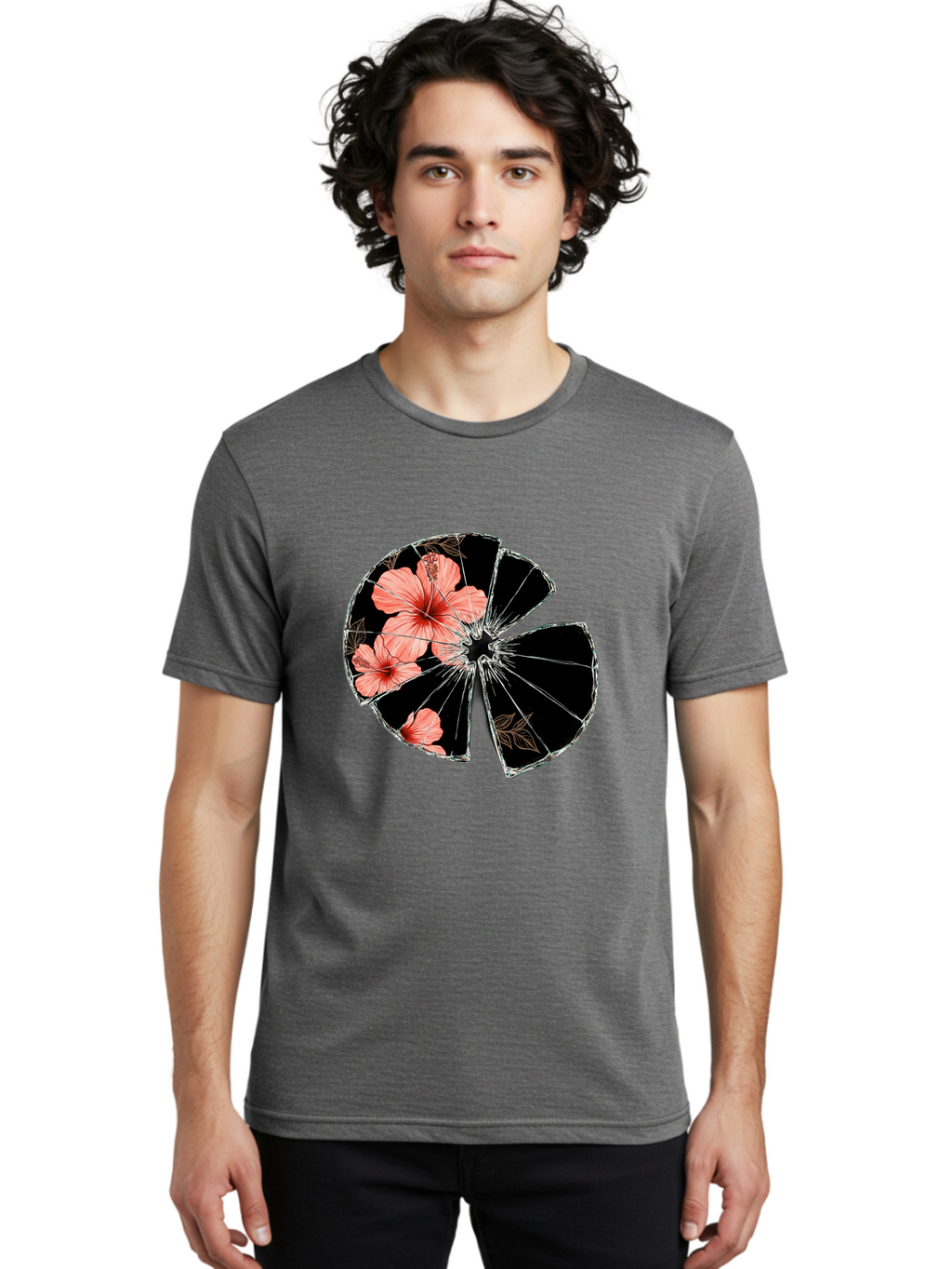 Shattered-Hibiscus Men'S Graphic Tee, 100% Cotton, Comfortable Casual Summer Wear, Machine Washable, Vintage Camera, Old Camera, Antique Camera, Black Camera, Classic Photography, Photography Equipment, Nostalgic Device, Film Camera, Bal297